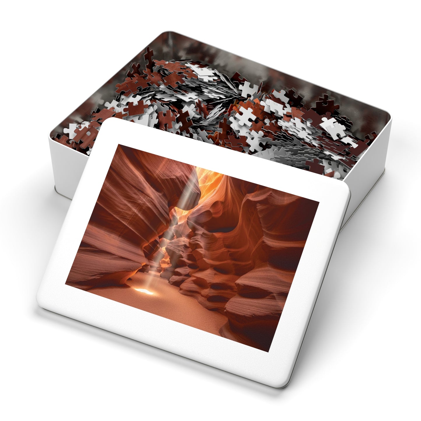 Antelope Canyon Light Beam Jigsaw Puzzle 🌄 Flowing Sandstone, Desert Slot Canyon & Golden Sun Rays