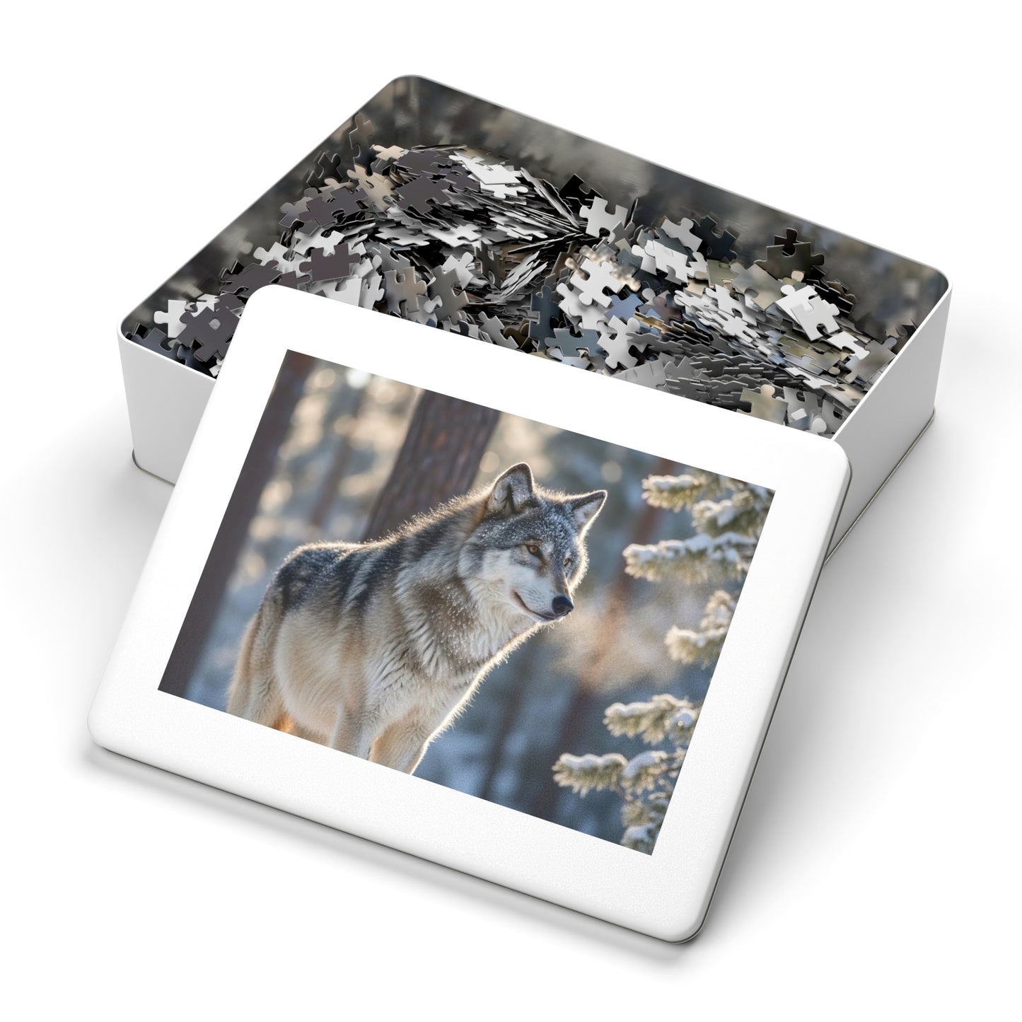 Gray Wolf Winter Jigsaw Puzzle Snowy Forest Wildlife Nature