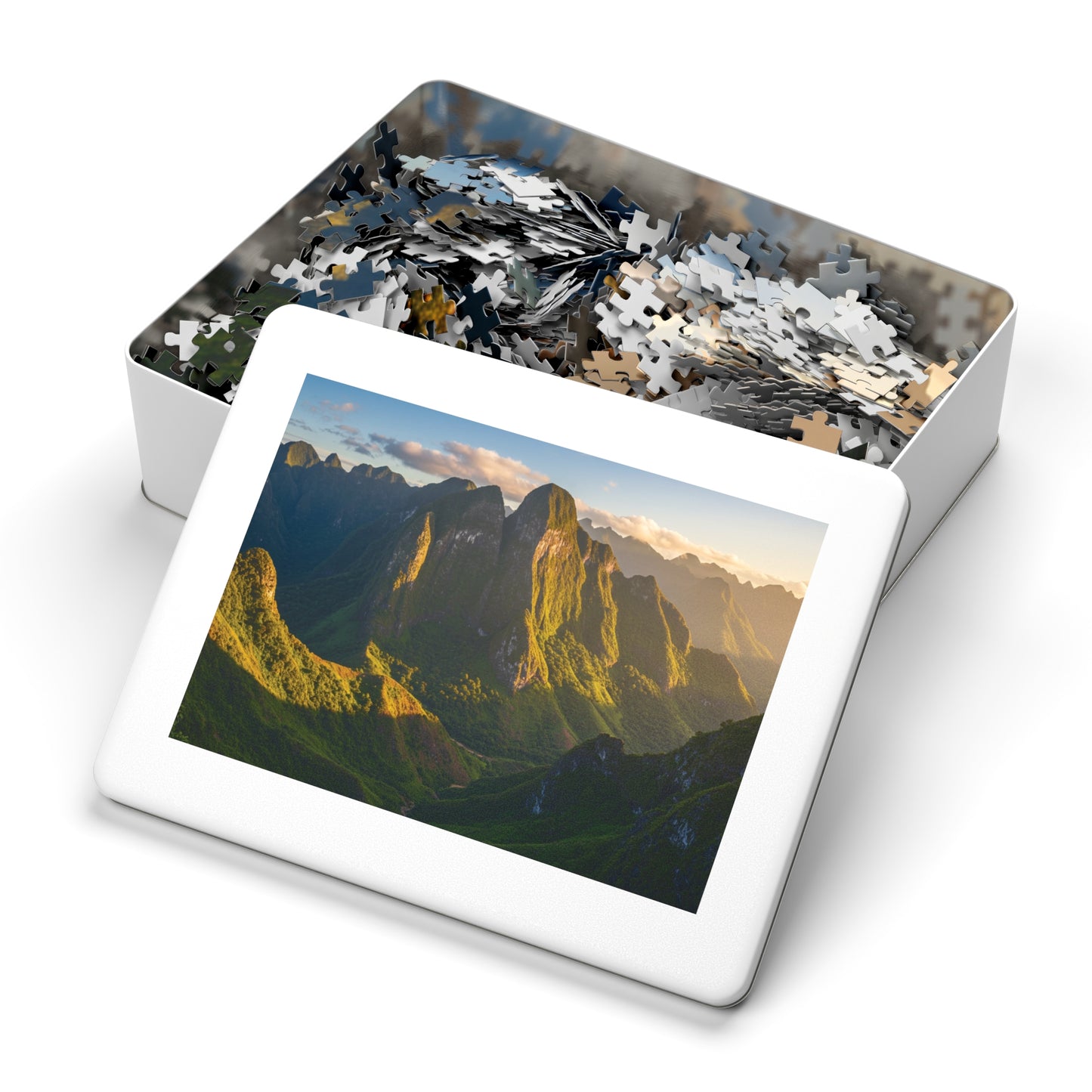 110, 252, 500, 1000, 2000 Jigsaw Puzzle, Sunlit Mountain Valley Jigsaw Puzzle – Lush Green Peaks & Scenic Trail View | Nature Puzzle Gift | Relaxing Landscape Puzzle for Adults & Teens