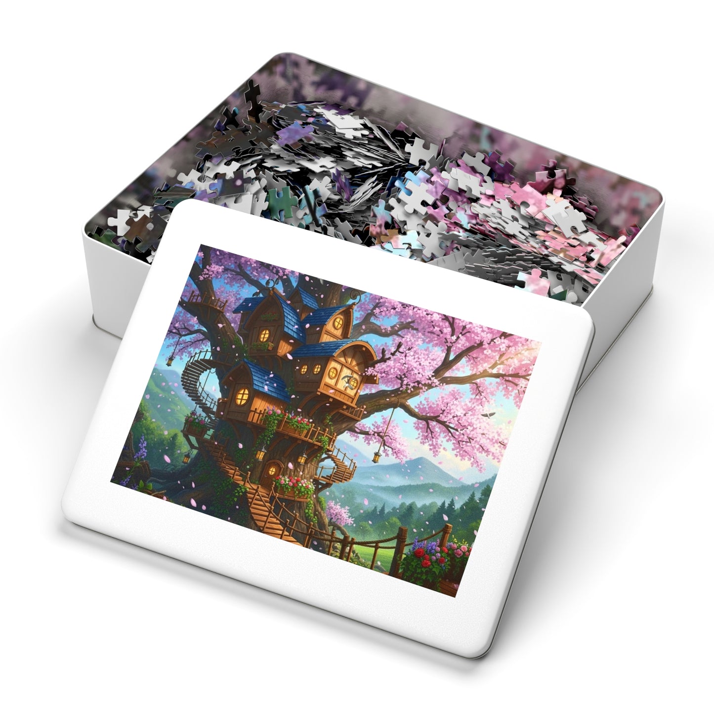 Enchanted Cherry Blossom Treehouse Jigsaw Puzzle