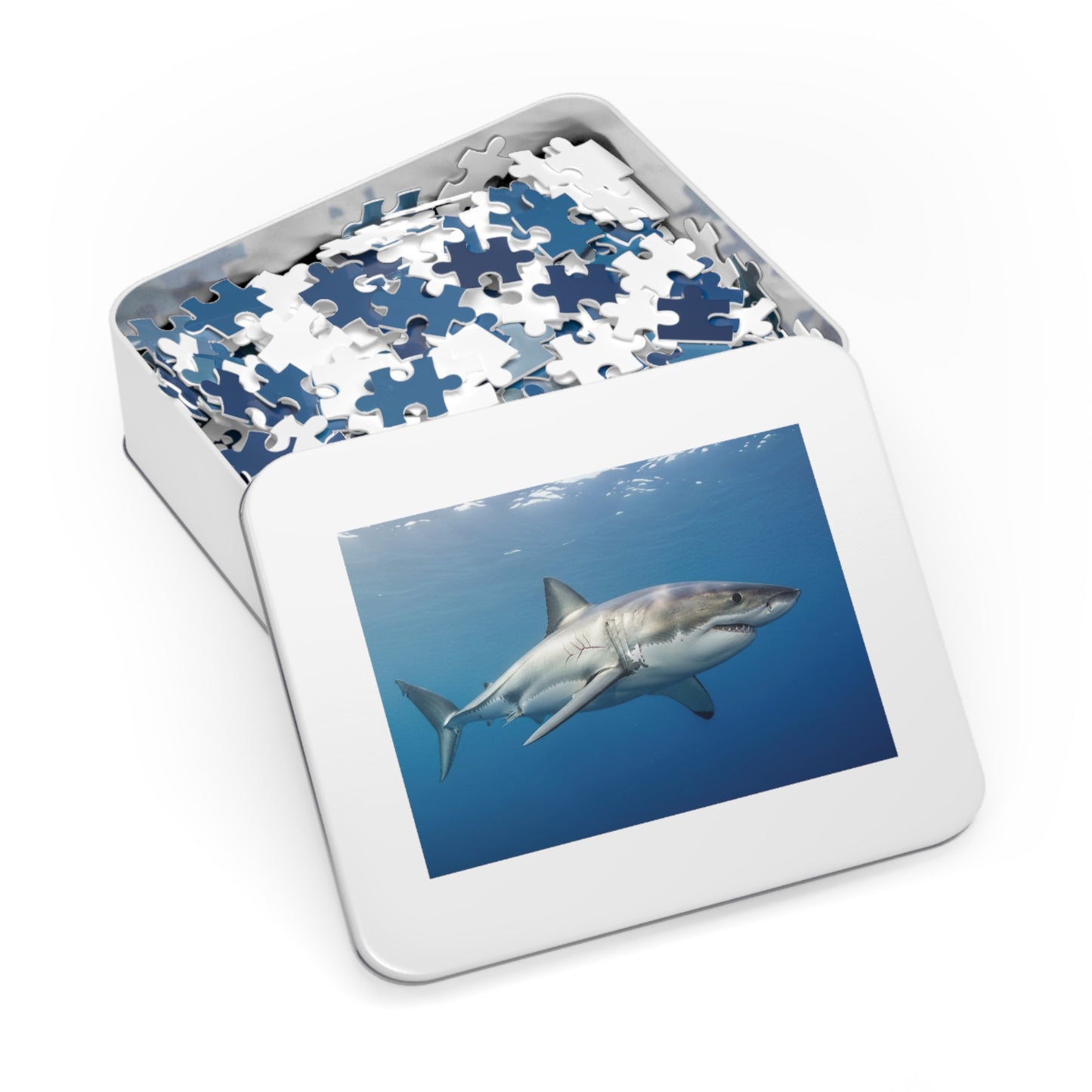 Great White Shark Jigsaw Puzzle — 500-Piece Ocean Puzzle with Tin Gift Box