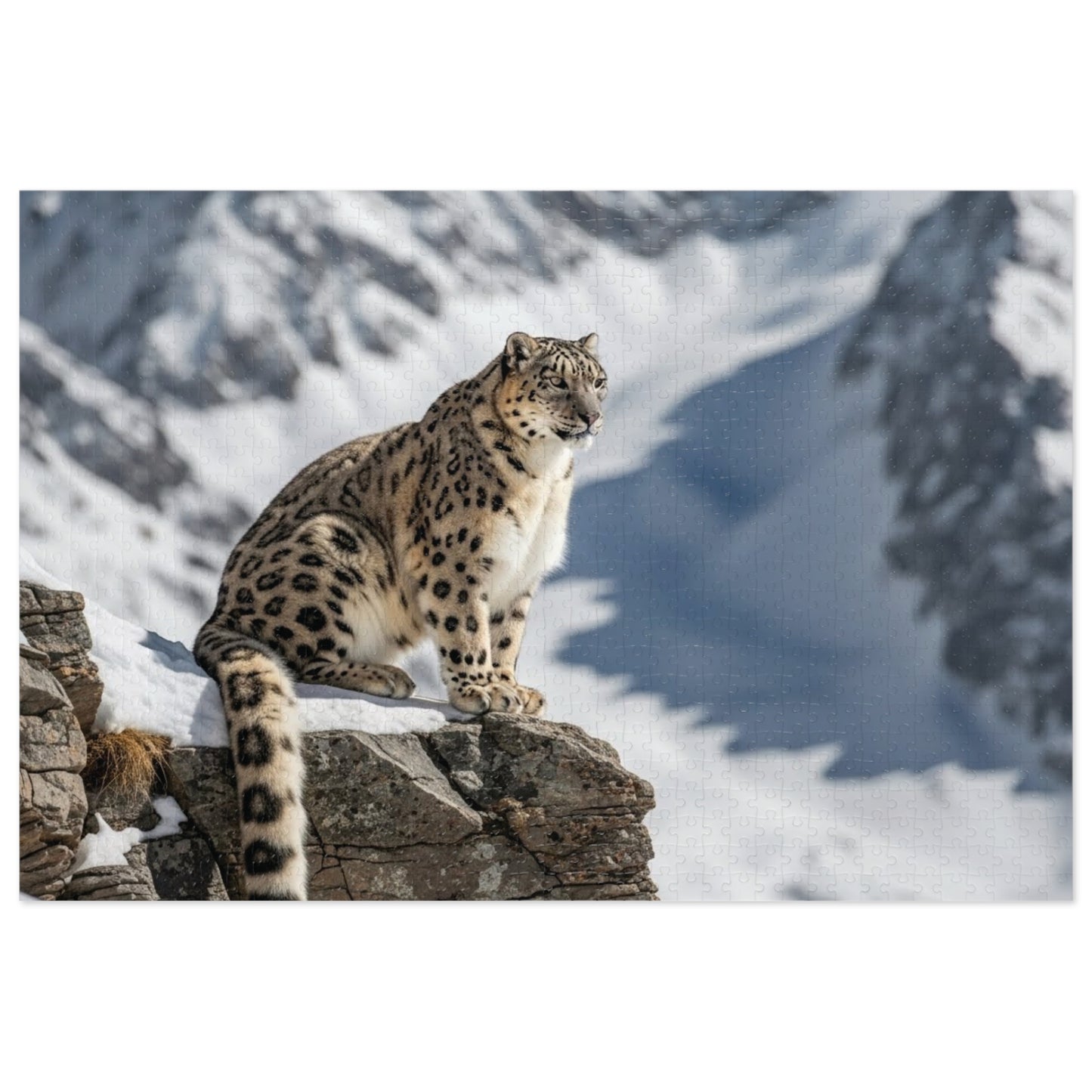 Snow Leopard Mountain Jigsaw Puzzle Majestic Alpine Wildlife Nature Art