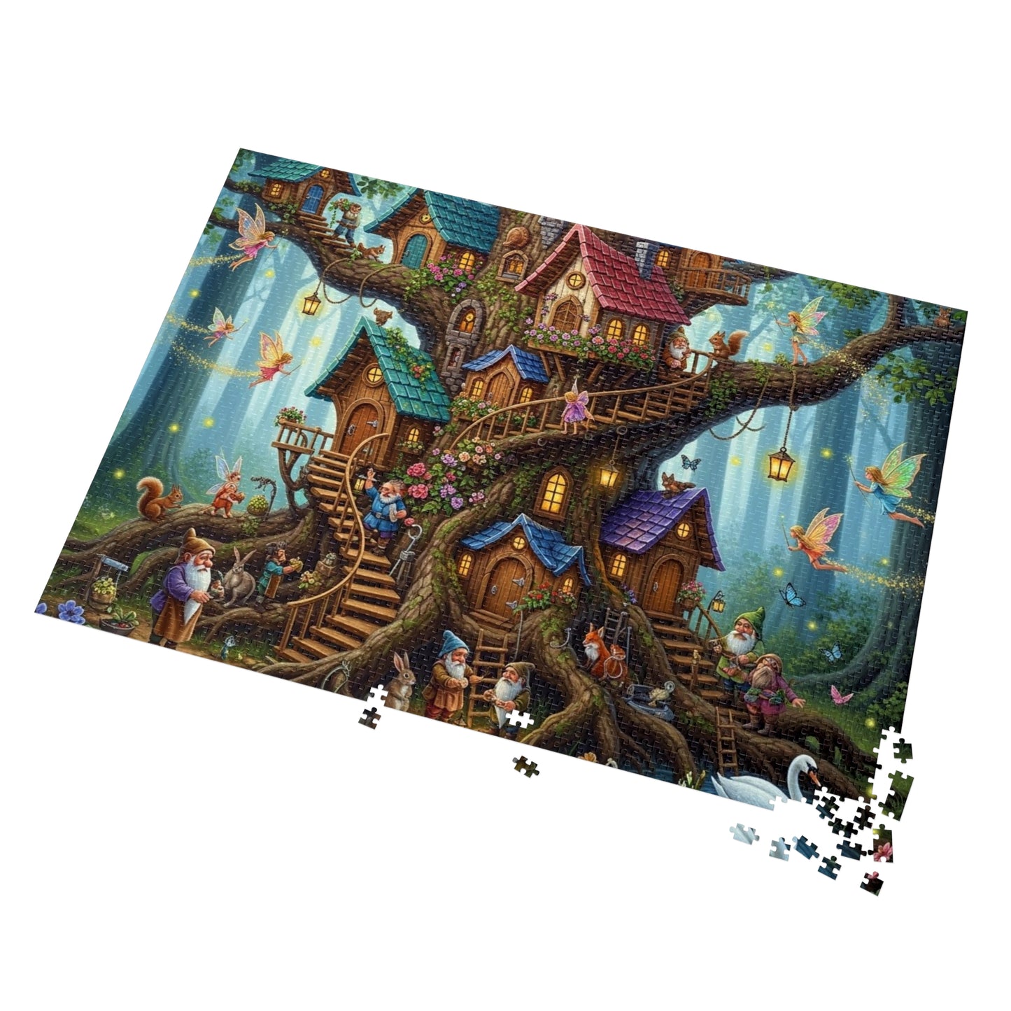 Enchanted Gnome Tree Village Jigsaw Puzzle