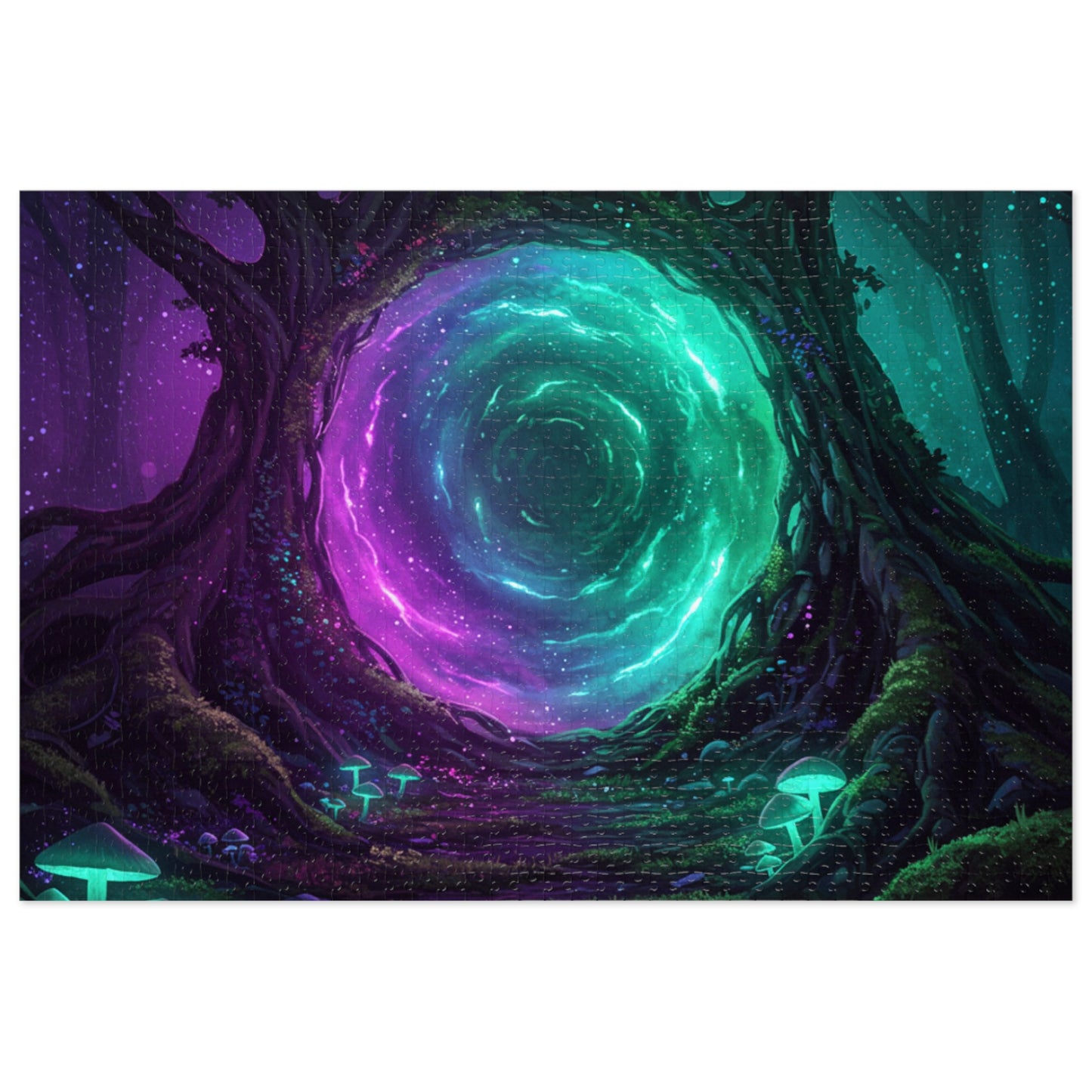 110, 252, 500, 1000, 2000 Mystical Portal Forest Jigsaw Puzzle – Glowing Tree Fantasy Jigsaw | Magical Night Forest Scene, Multiple Sizes |  Dreamlike Fantasy Artwork