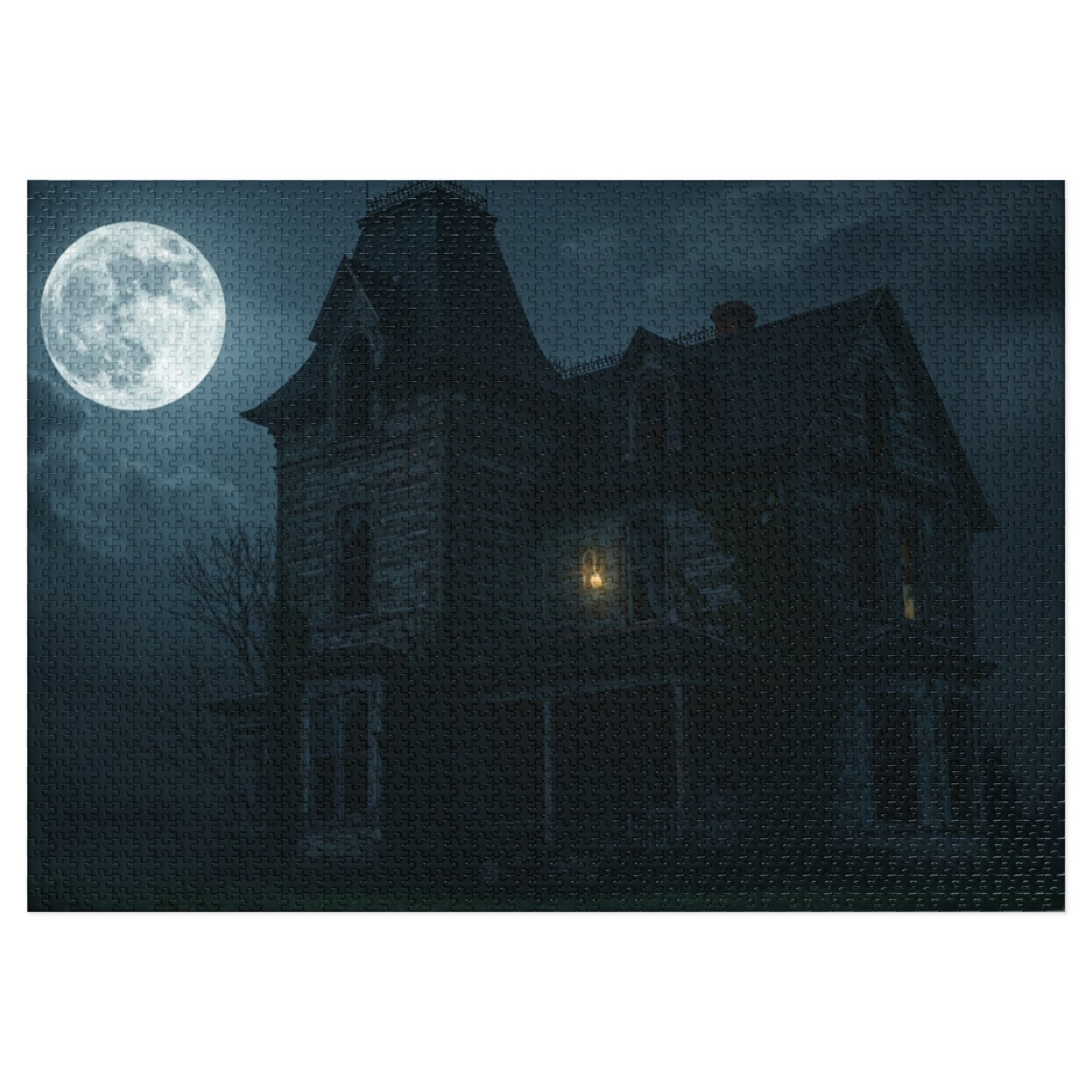 110, 252, 500, 2000 Haunted House Jigsaw Puzzle with Tin, Haunted House Under Full Moon – Spooky Puzzle for Halloween Nights, Ghostly Manor Puzzle, Abandoned House in Moonlight, The Forgotten Estate