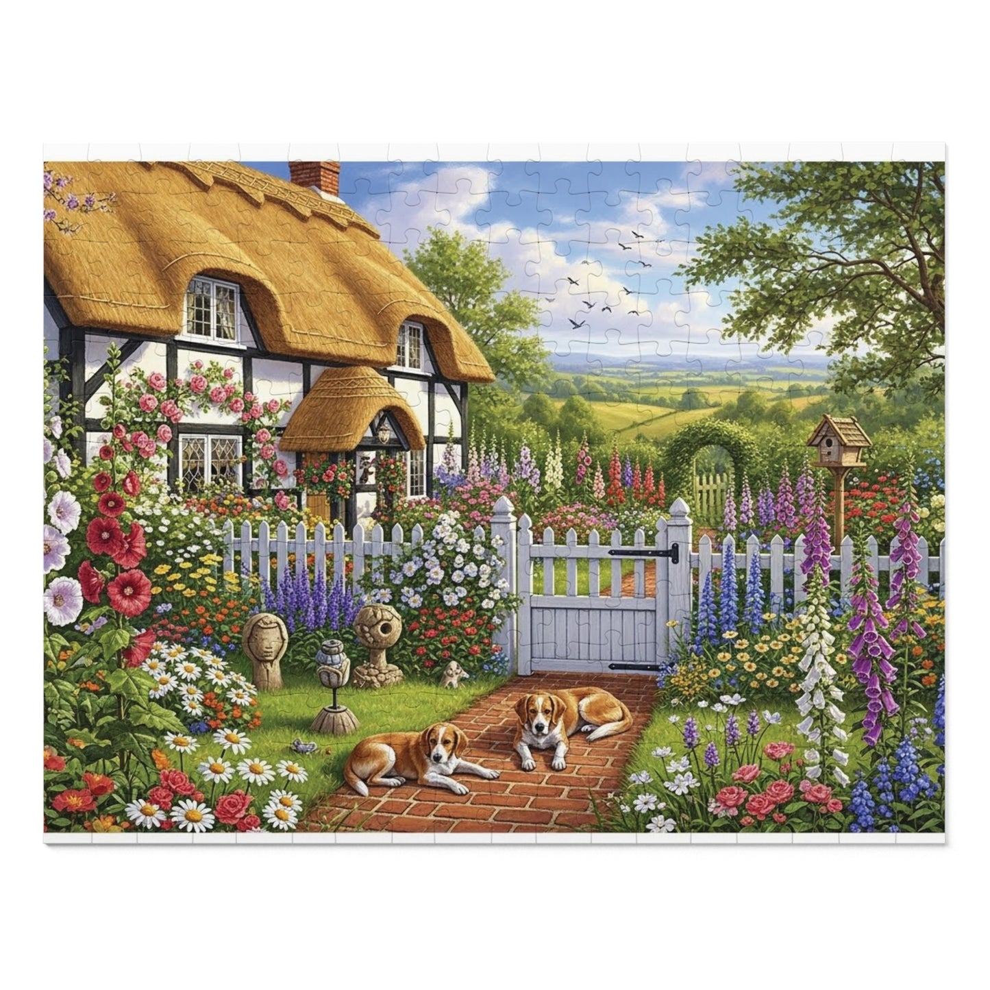 Cozy Cottage Garden Scene Jigsaw Puzzle English Country Home