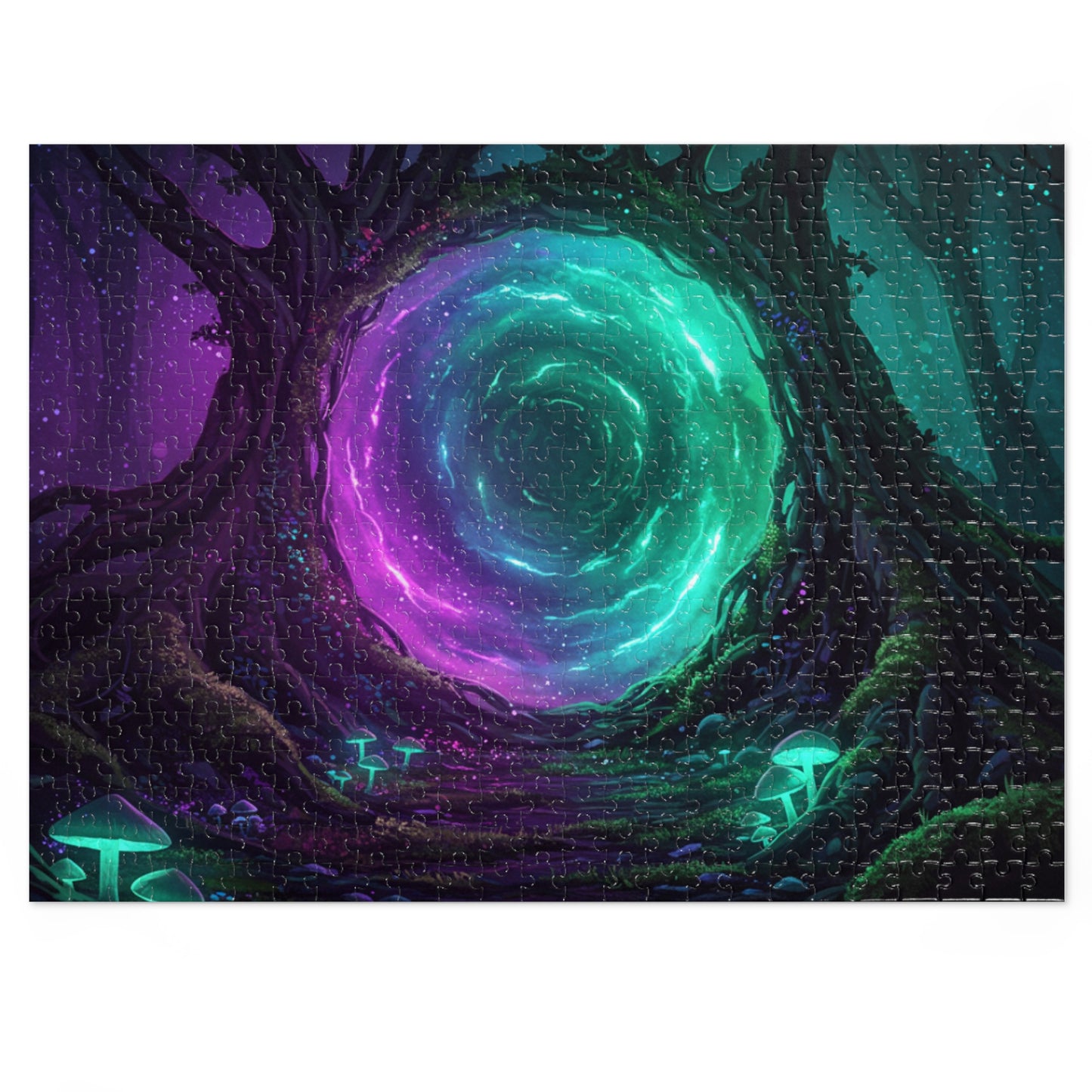 110, 252, 500, 1000, 2000 Mystical Portal Forest Jigsaw Puzzle – Glowing Tree Fantasy Jigsaw | Magical Night Forest Scene, Multiple Sizes |  Dreamlike Fantasy Artwork