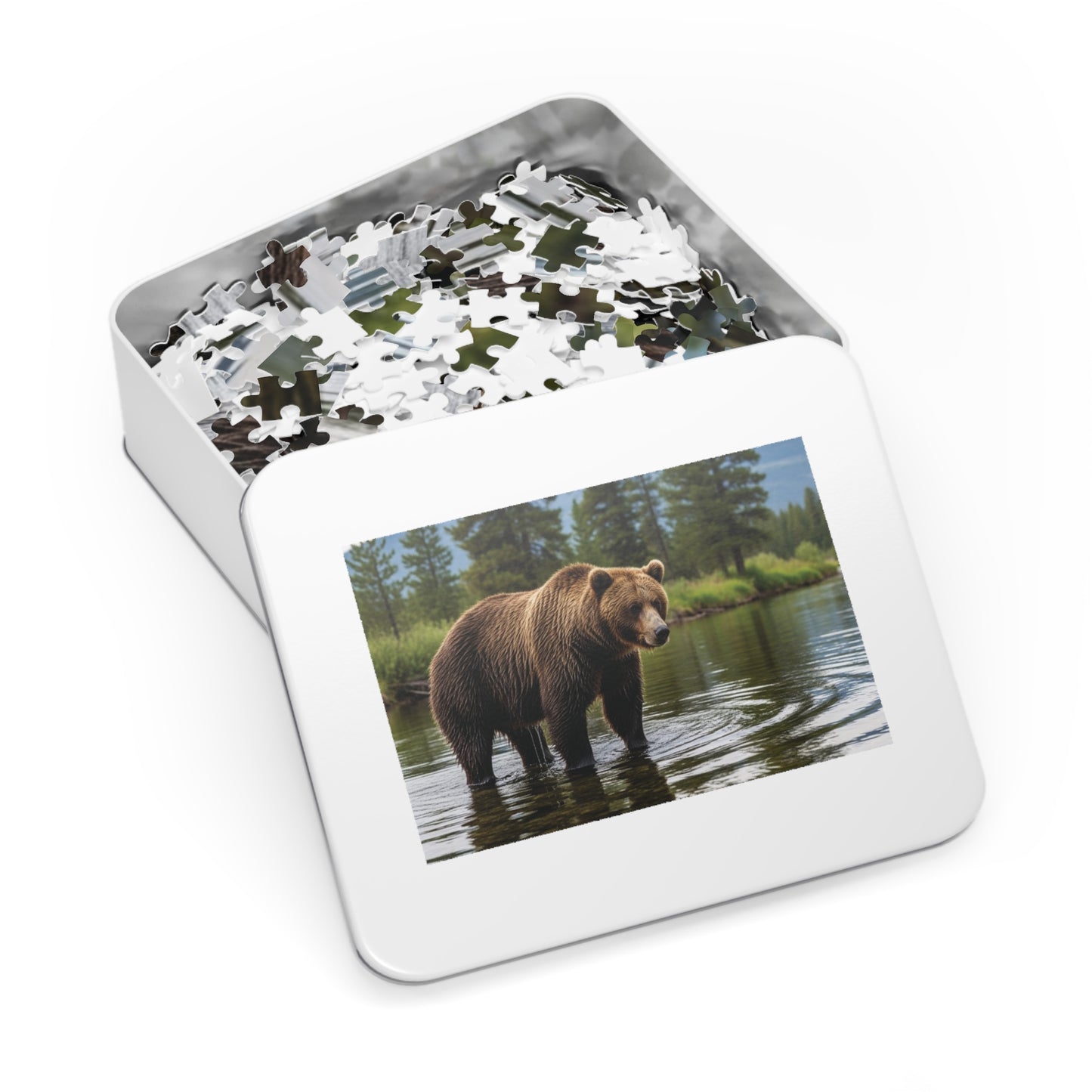 Brown Bear River Jigsaw Puzzle Majestic Wilderness Wildlife Nature Art