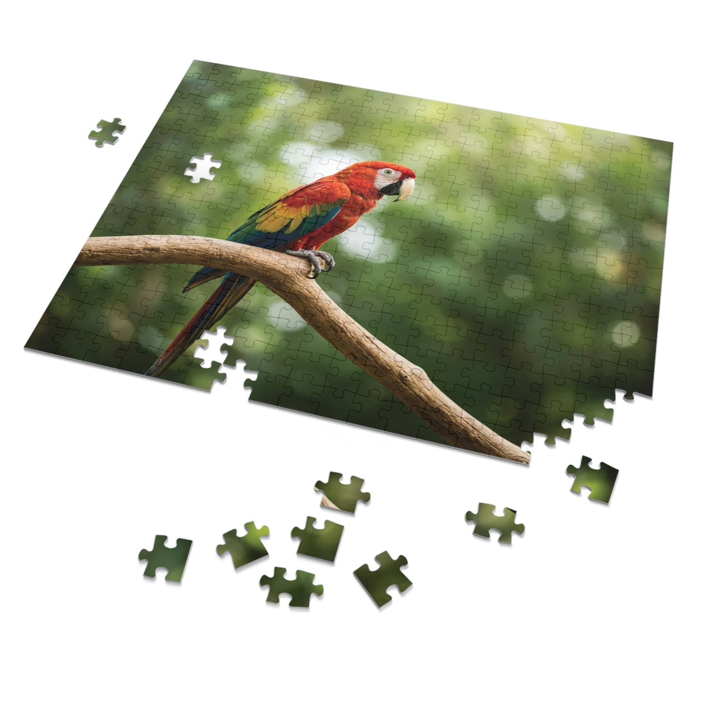30, 110, 252, 500 pcs Vibrant Parrot on Tree Branch Jigsaw Puzzle, Exotic Bird Jigsaw, Tropical Parrot Puzzle, Rainforest Bird Jigsaw Puzzle, Wildlife Parrot Puzzle