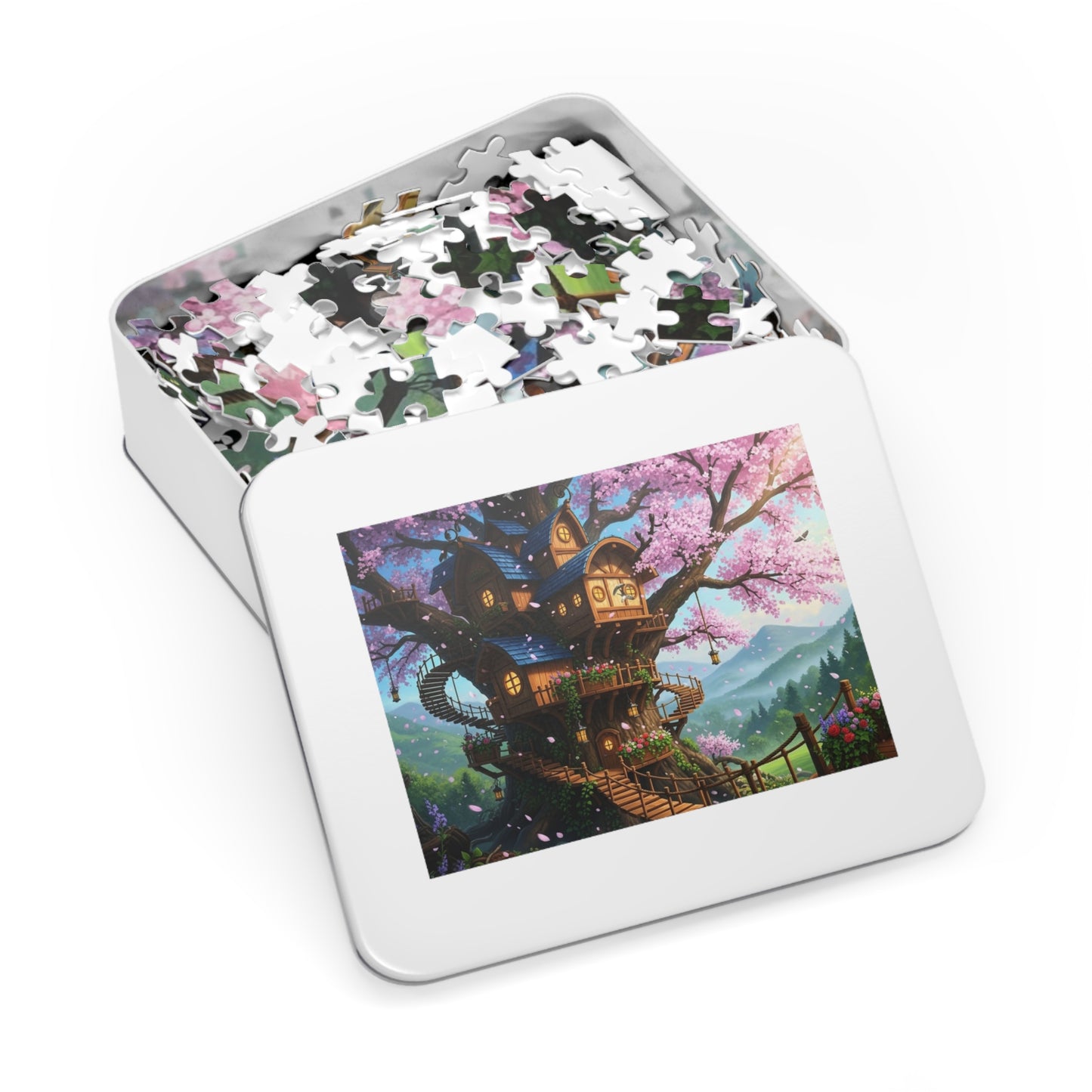 Enchanted Cherry Blossom Treehouse Jigsaw Puzzle