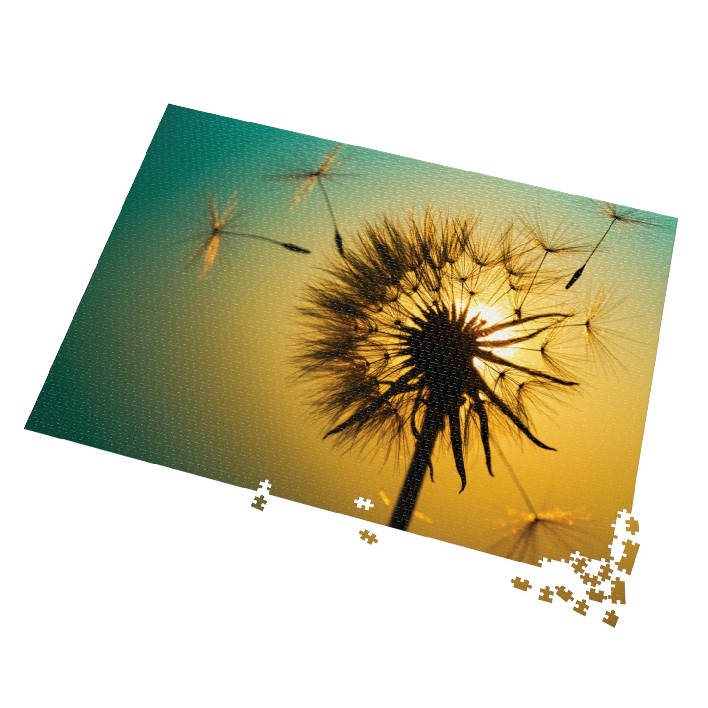 110, 252, 500, 1000, 2000 jigsaw puzzle | Golden Dandelion Glow Puzzle – Serene Nature Jigsaw | Peaceful Sunset Art