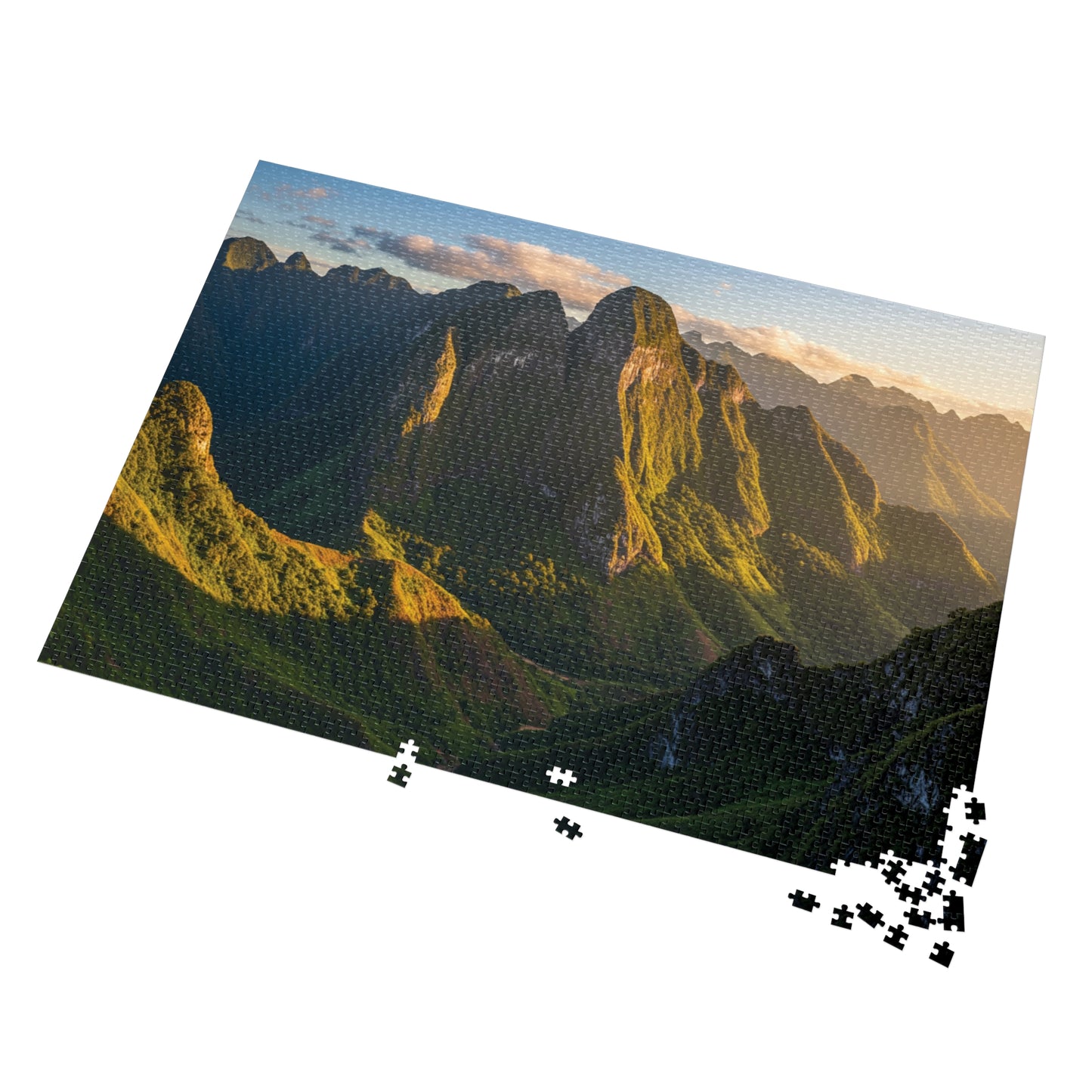 110, 252, 500, 1000, 2000 Jigsaw Puzzle, Sunlit Mountain Valley Jigsaw Puzzle – Lush Green Peaks & Scenic Trail View | Nature Puzzle Gift | Relaxing Landscape Puzzle for Adults & Teens