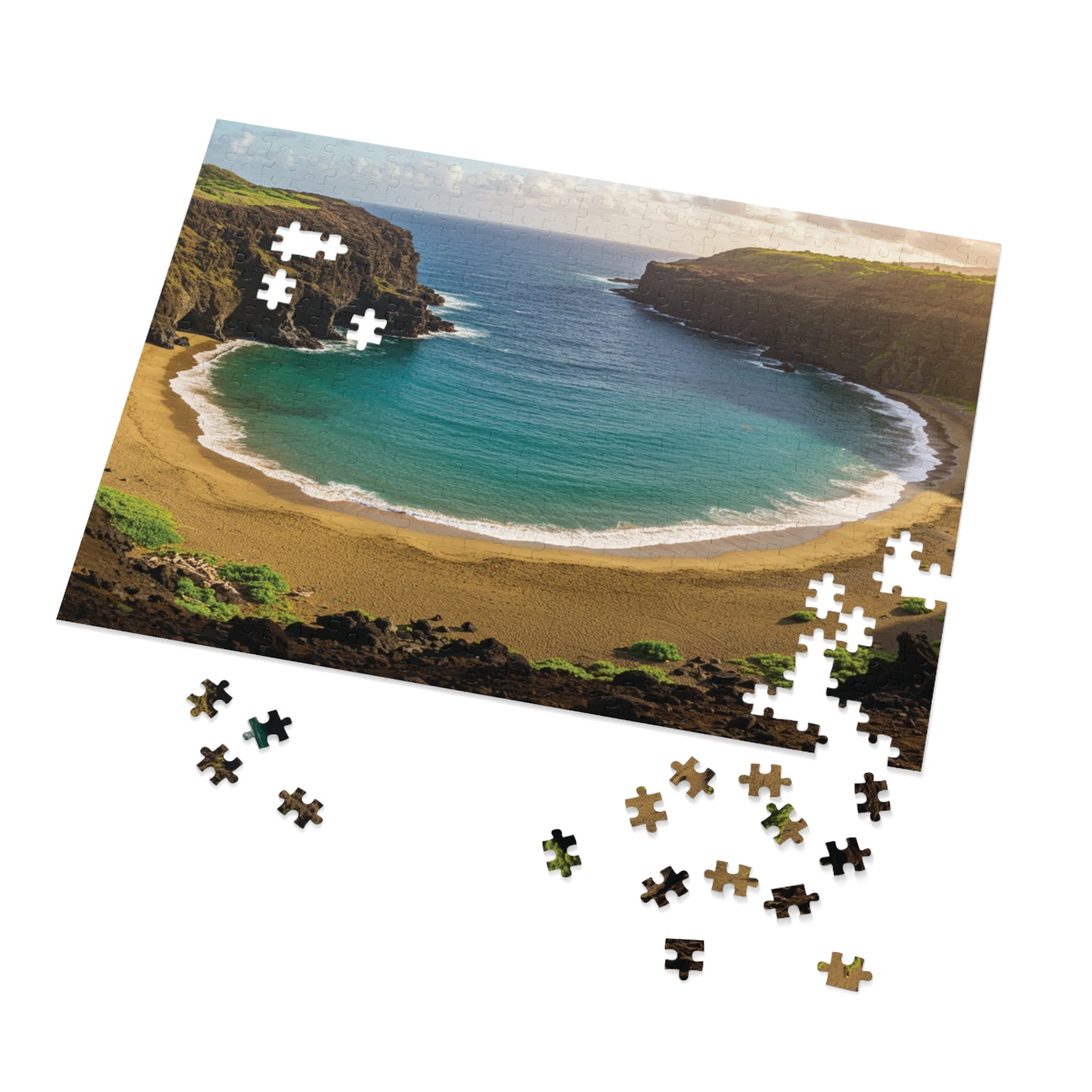 110, 252, 500, 1000, 2000 Oceanfront Escape Puzzle, Scenic Beach Jigsaw Puzzle, Golden Cove Sunset Puzzle, Tropical Beach Panorama Puzzle, Sun-Kissed Shores Puzzle