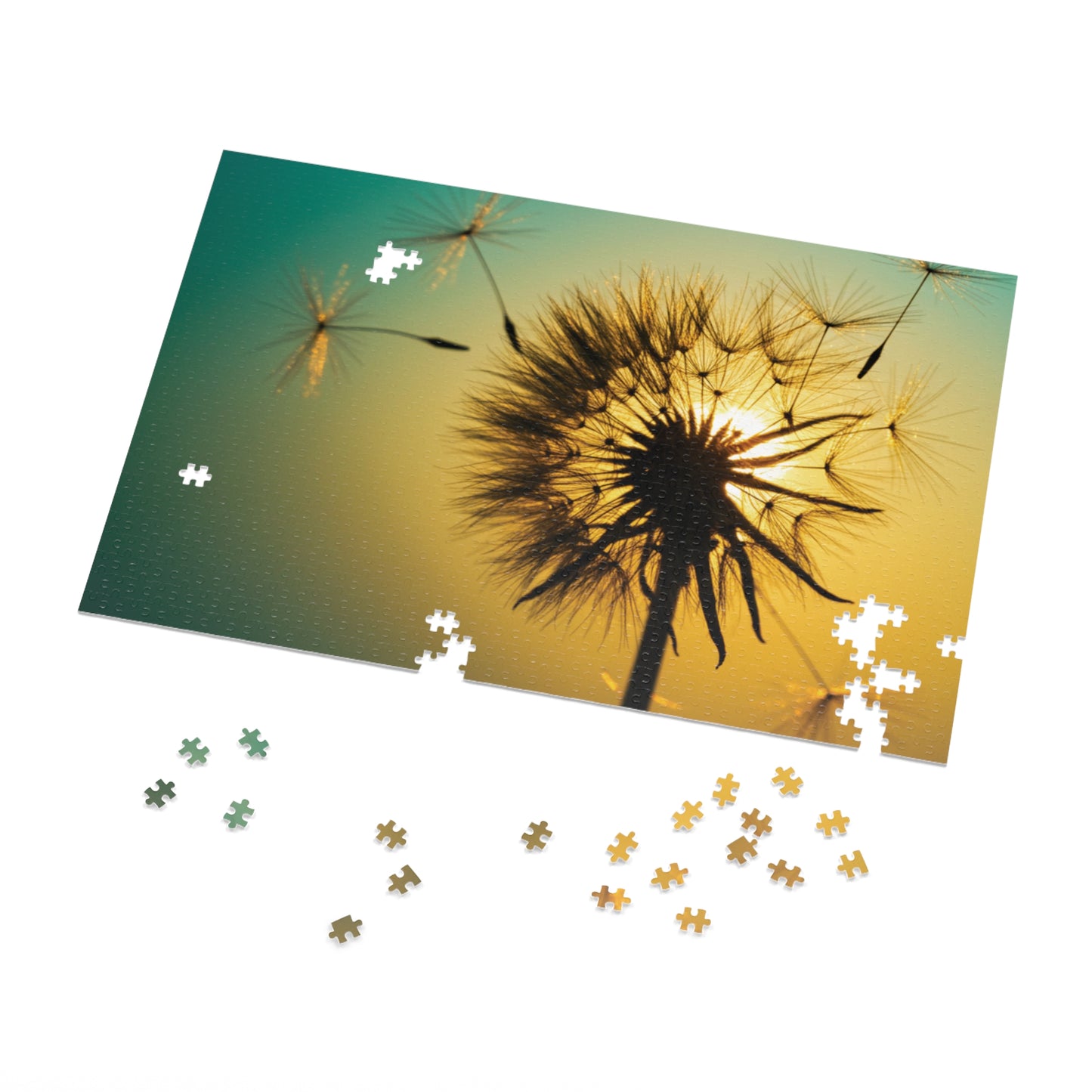 110, 252, 500, 1000, 2000 jigsaw puzzle | Golden Dandelion Glow Puzzle – Serene Nature Jigsaw | Peaceful Sunset Art