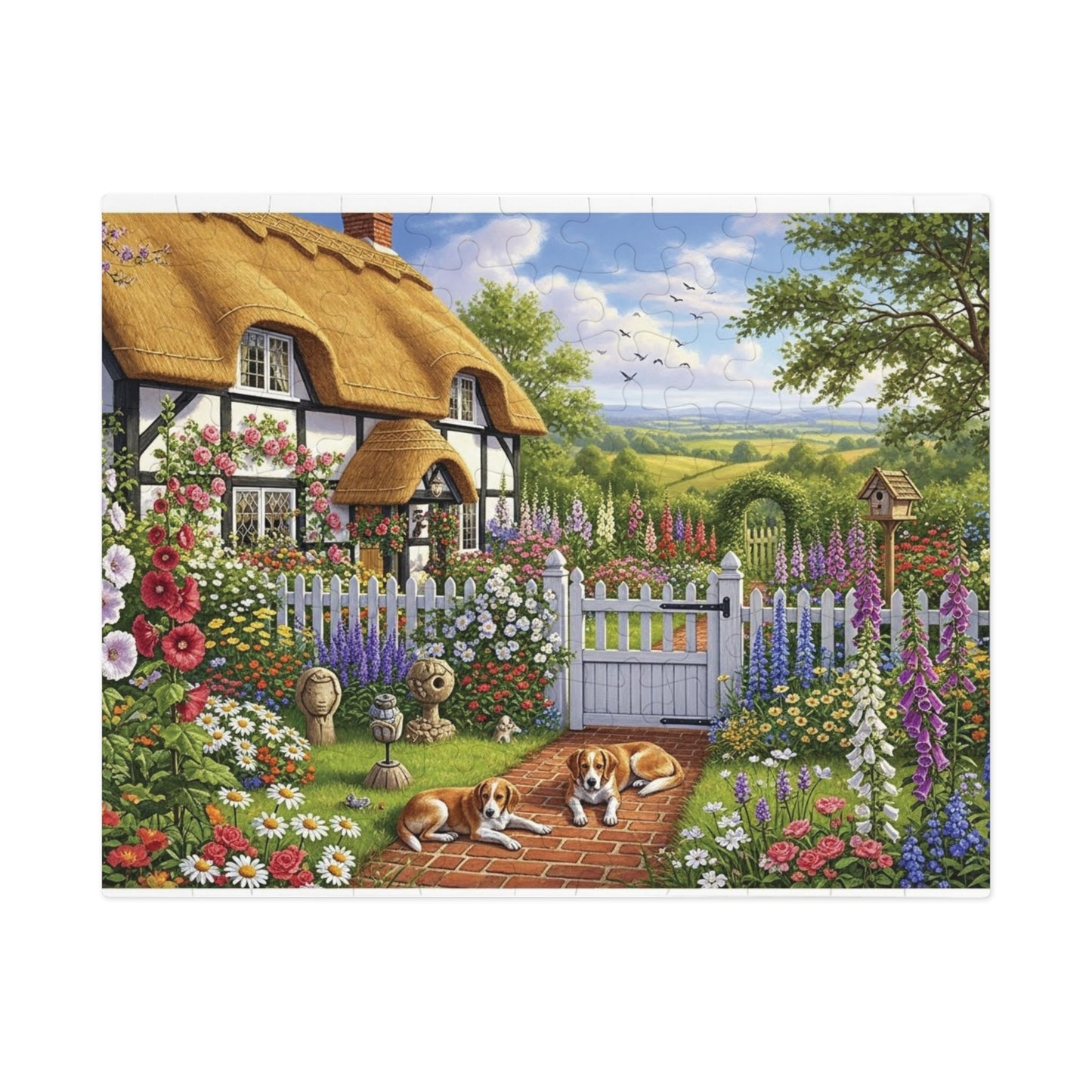 Cozy Cottage Garden Scene Jigsaw Puzzle English Country Home