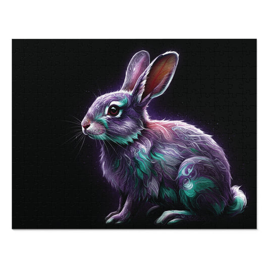 30, 110, 252, 500 Mystical Rabbit Jigsaw Puzzle, Mystical Bunny Puzzle, Radiant and Magical Animal Puzzle, Bright and Enchanted Creature Art