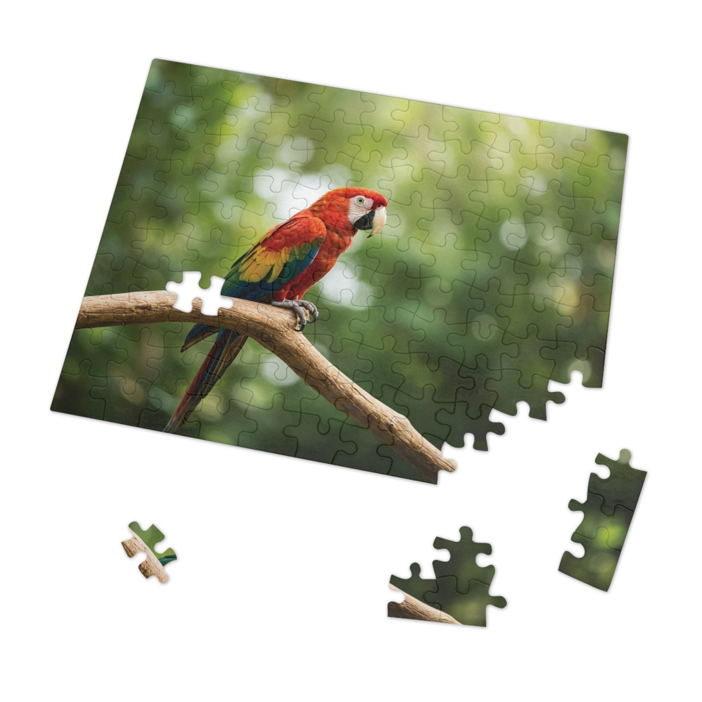 30, 110, 252, 500 pcs Vibrant Parrot on Tree Branch Jigsaw Puzzle, Exotic Bird Jigsaw, Tropical Parrot Puzzle, Rainforest Bird Jigsaw Puzzle, Wildlife Parrot Puzzle
