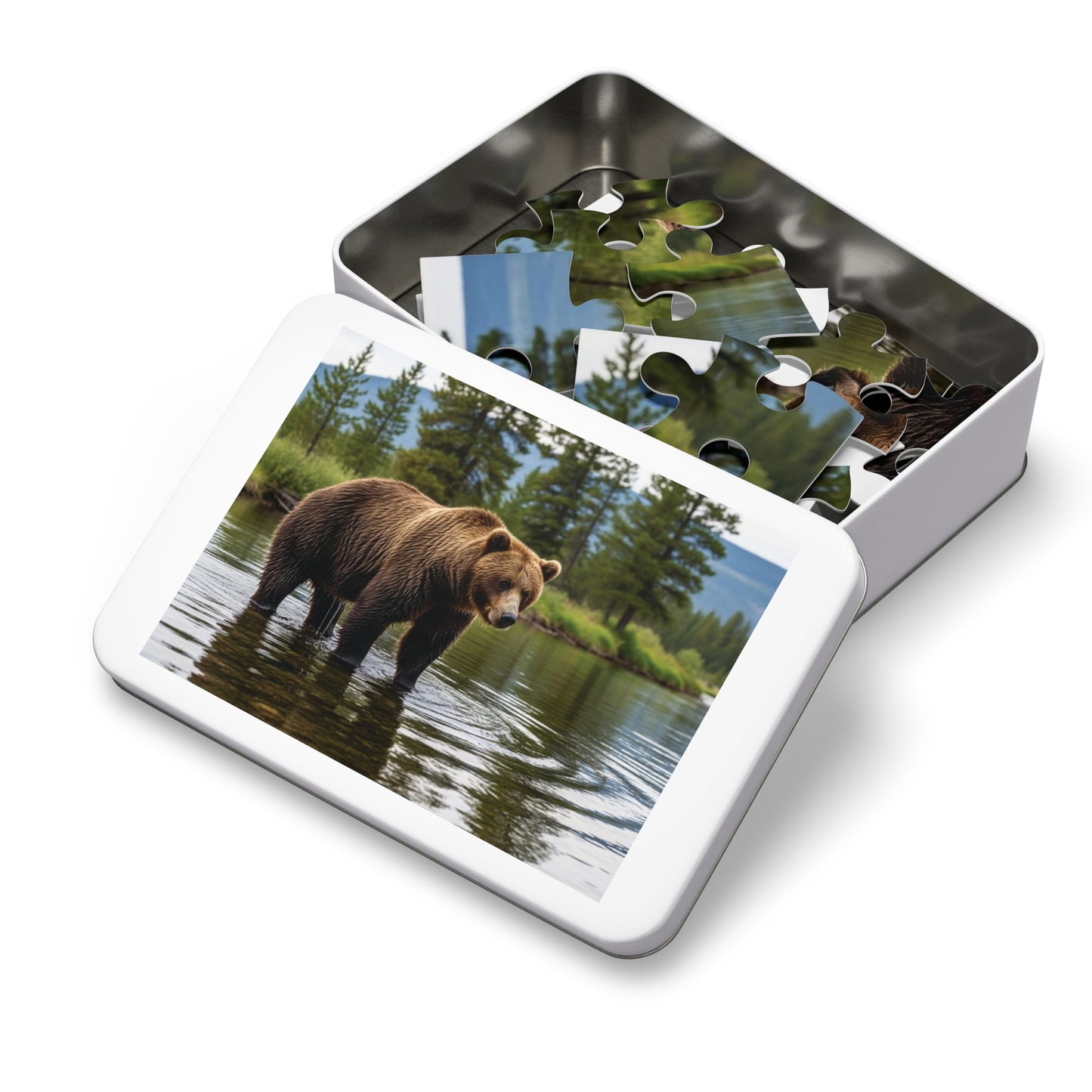 Brown Bear River Jigsaw Puzzle Majestic Wilderness Wildlife Nature Art