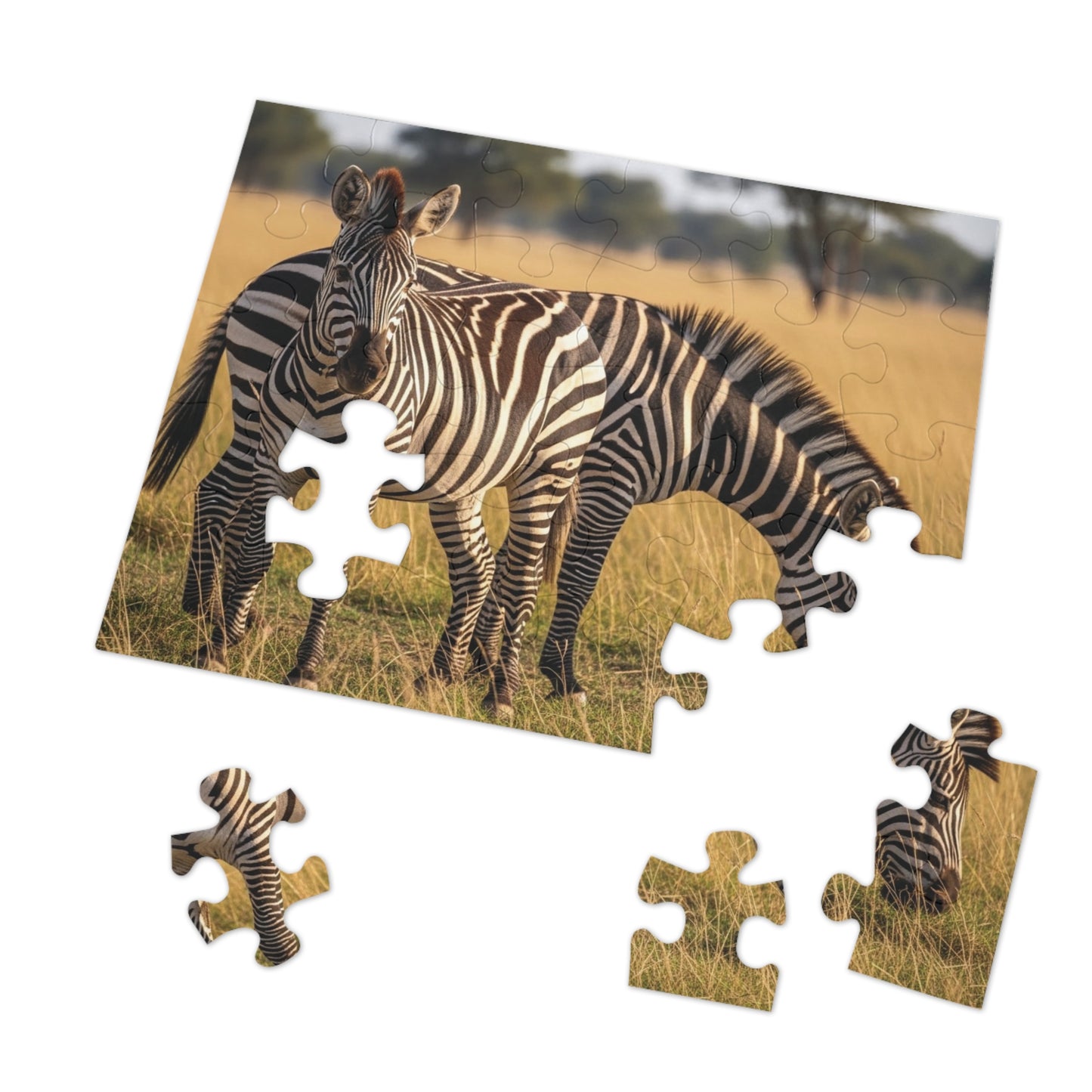 Zebra Savannah Jigsaw Puzzle African Wildlife Nature Grassland Art