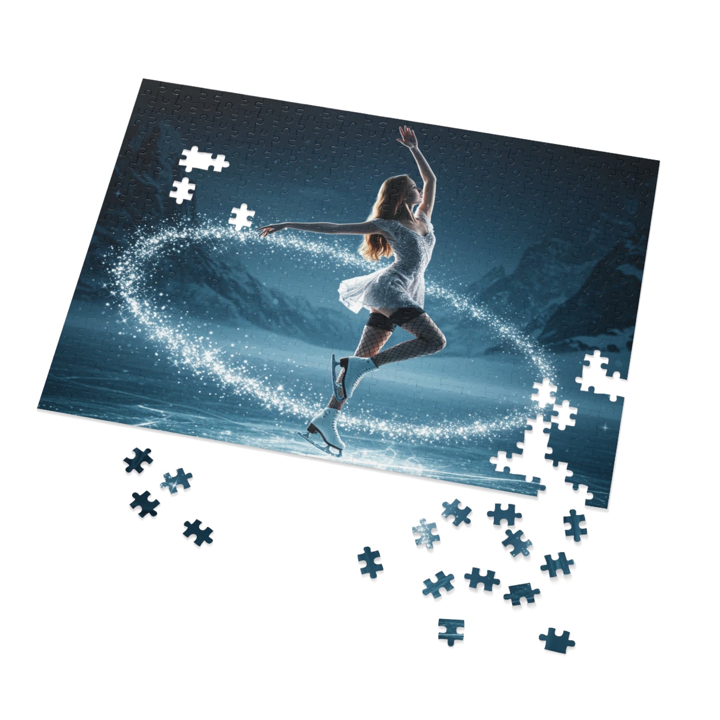 30, 110, 252, 500 Jigsaw Puzzle | Magical Ice Skater Puzzle | Winter Fantasy Jigsaw | Elegant Skater in Sparkling Motion | Enchanted Snow Scene | Multiple Sizes Available