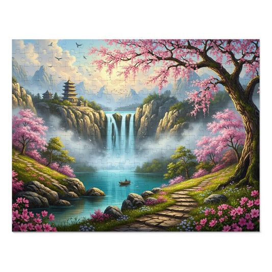 Cherry Blossom Waterfall Jigsaw Puzzle
