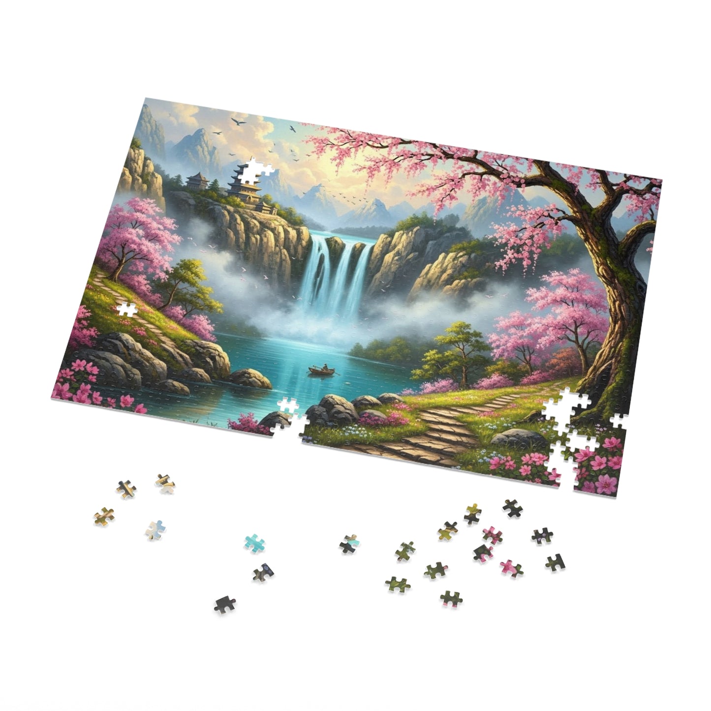 Cherry Blossom Waterfall Jigsaw Puzzle