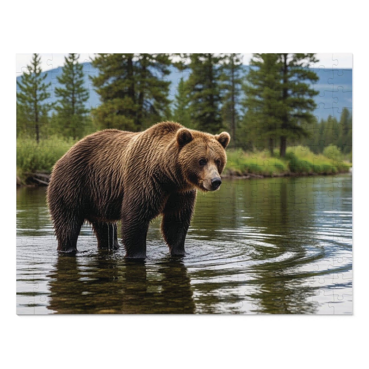 Brown Bear River Jigsaw Puzzle Majestic Wilderness Wildlife Nature Art