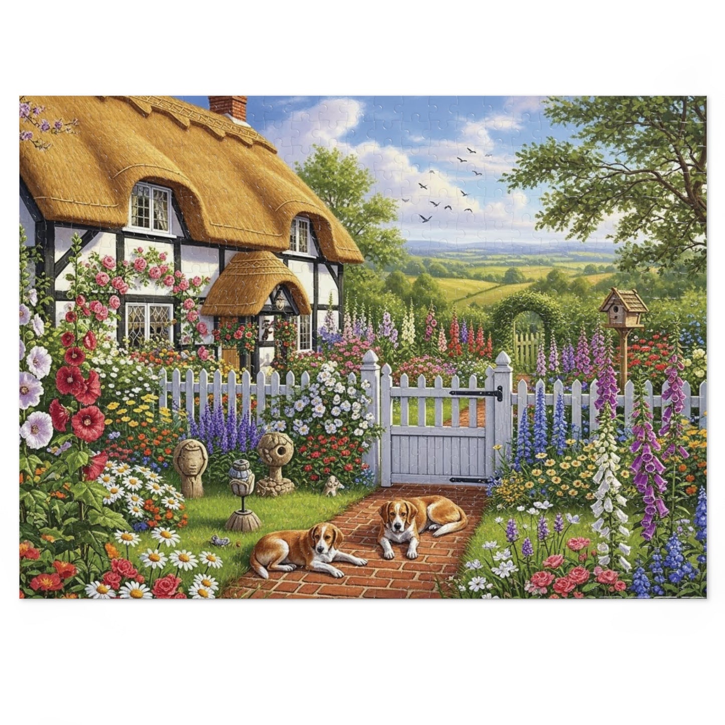 Cozy Cottage Garden Scene Jigsaw Puzzle English Country Home