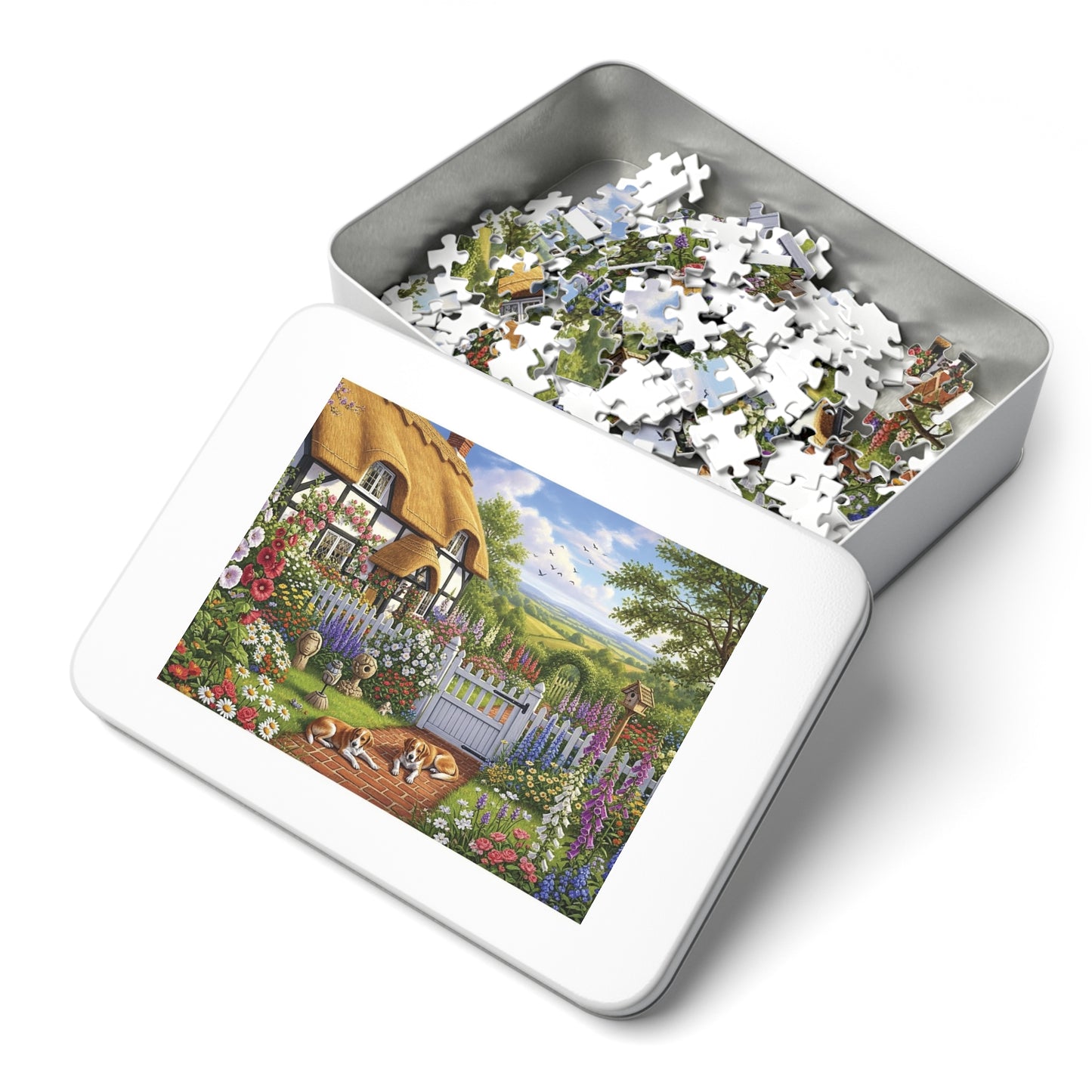 Cozy Cottage Garden Scene Jigsaw Puzzle English Country Home
