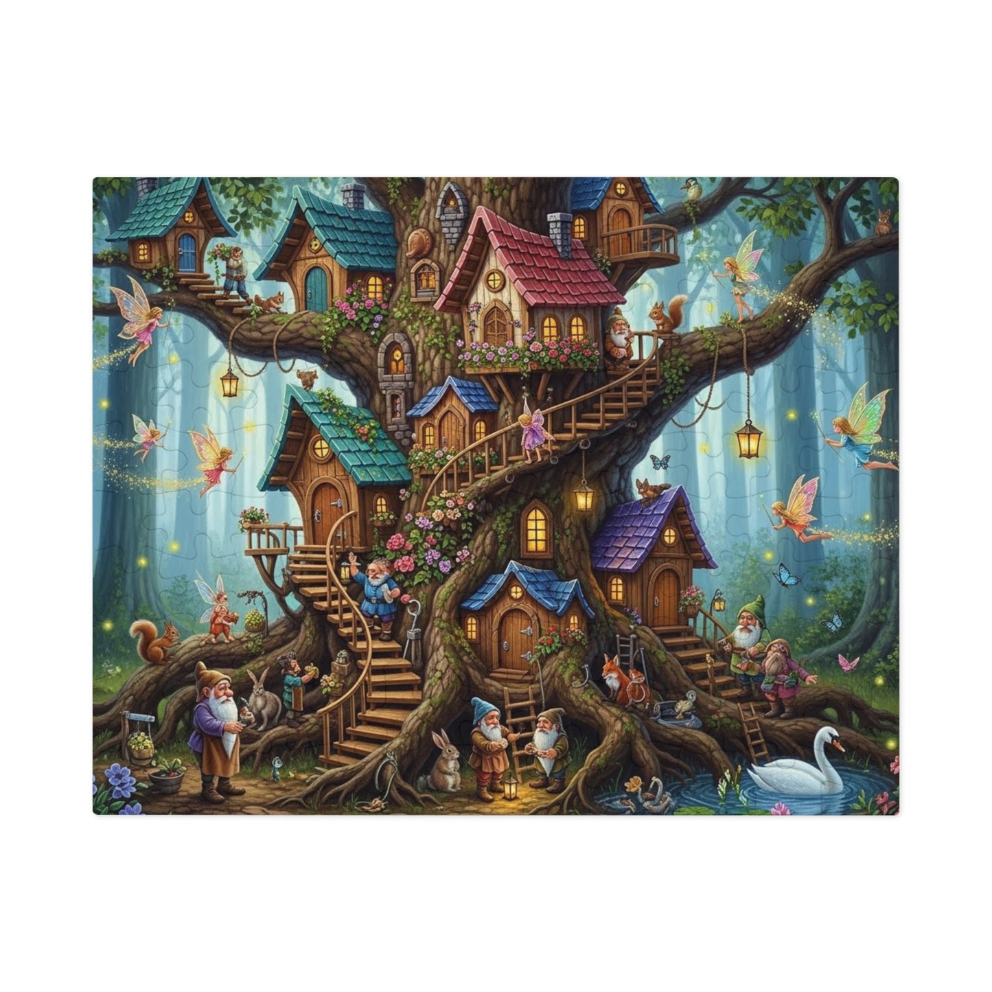 Enchanted Gnome Tree Village Jigsaw Puzzle