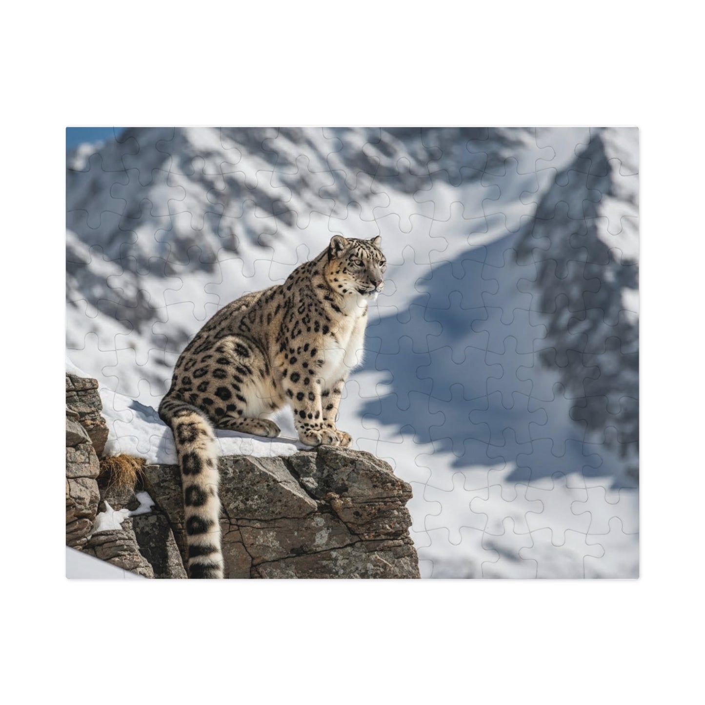 Snow Leopard Mountain Jigsaw Puzzle Majestic Alpine Wildlife Nature Art