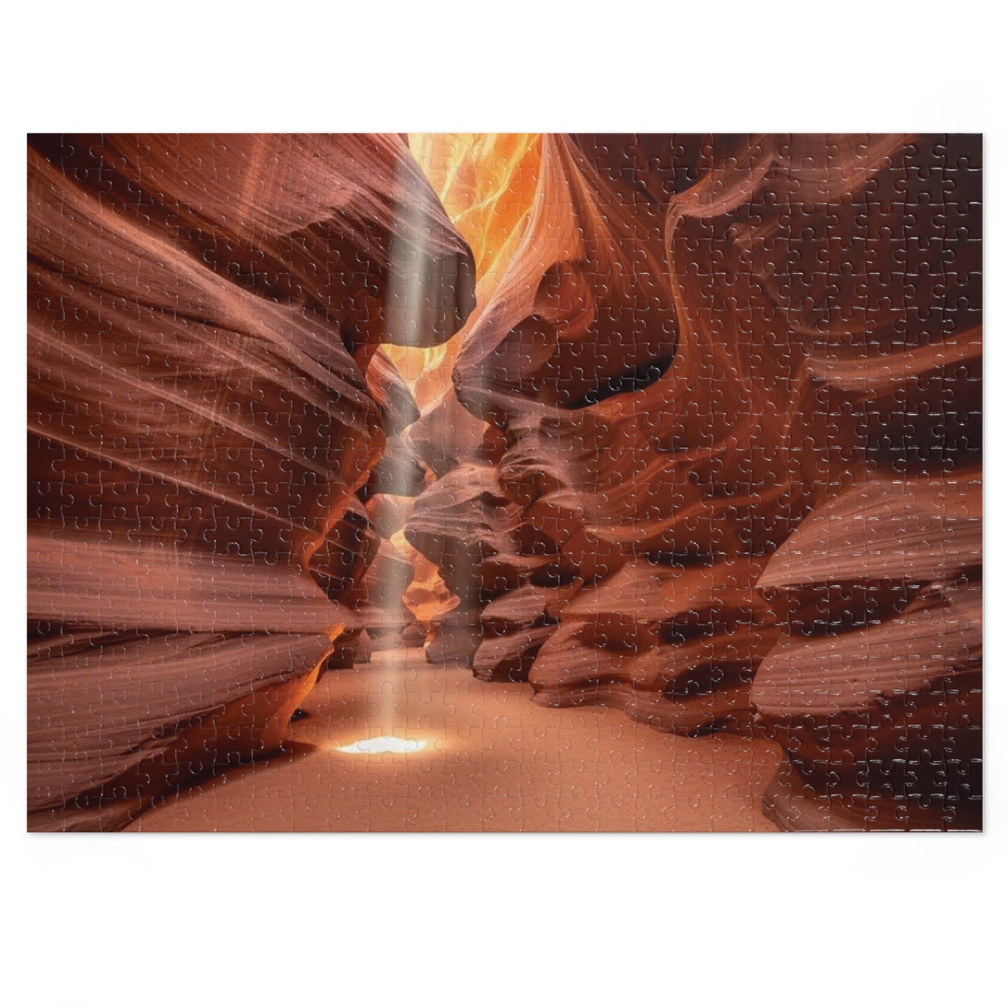 Antelope Canyon Light Beam Jigsaw Puzzle 🌄 Flowing Sandstone, Desert Slot Canyon & Golden Sun Rays