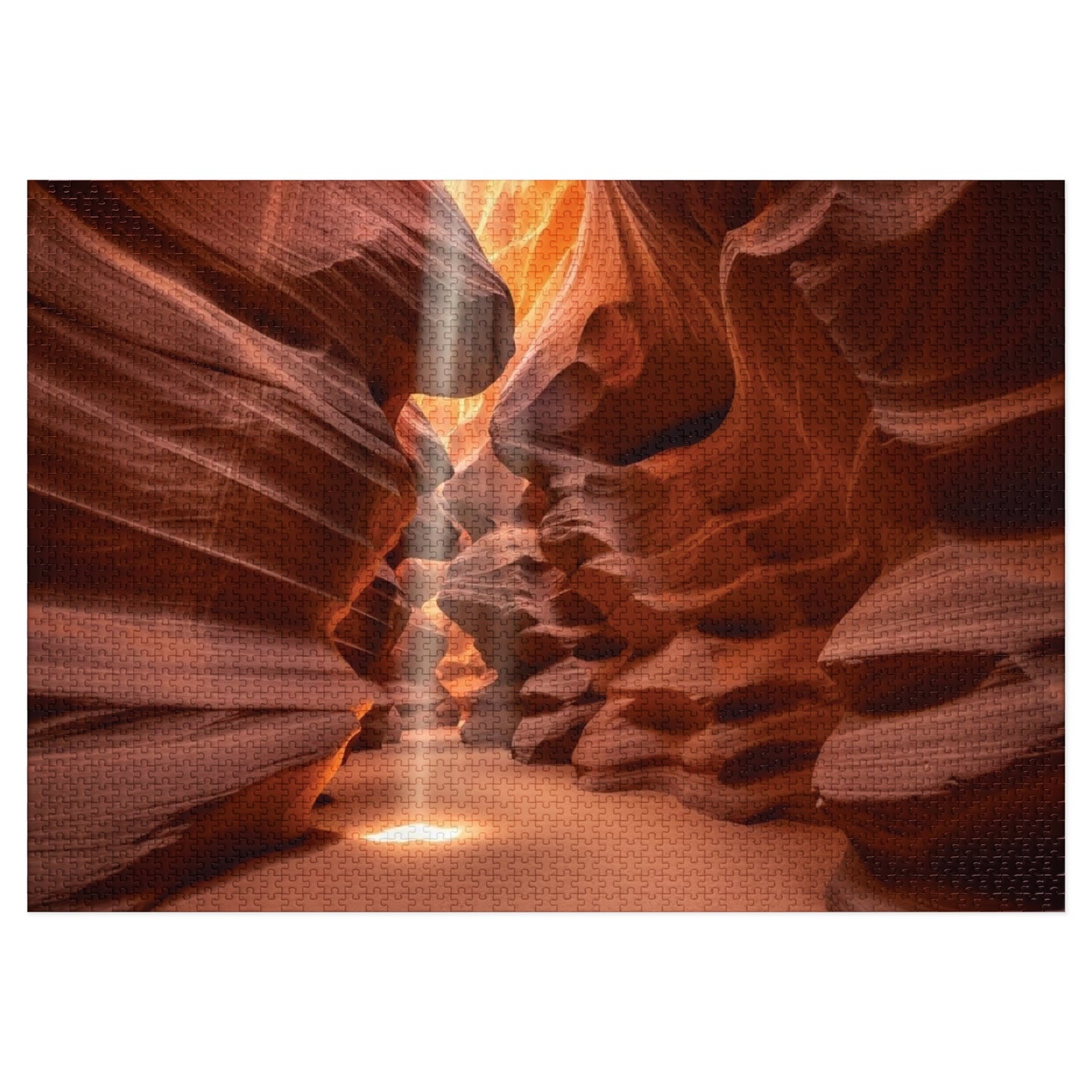 Antelope Canyon Light Beam Jigsaw Puzzle 🌄 Flowing Sandstone, Desert Slot Canyon & Golden Sun Rays