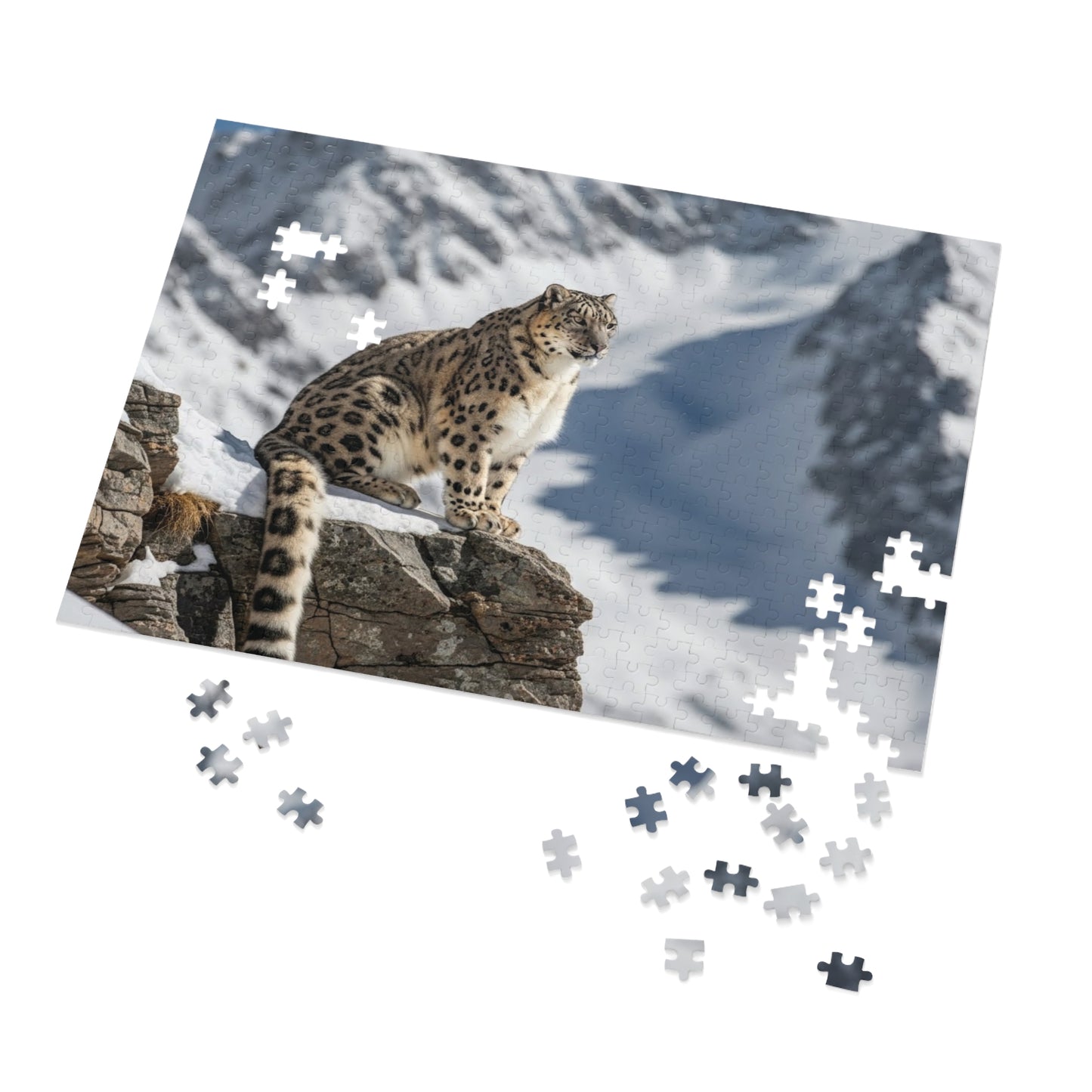 Snow Leopard Mountain Jigsaw Puzzle Majestic Alpine Wildlife Nature Art