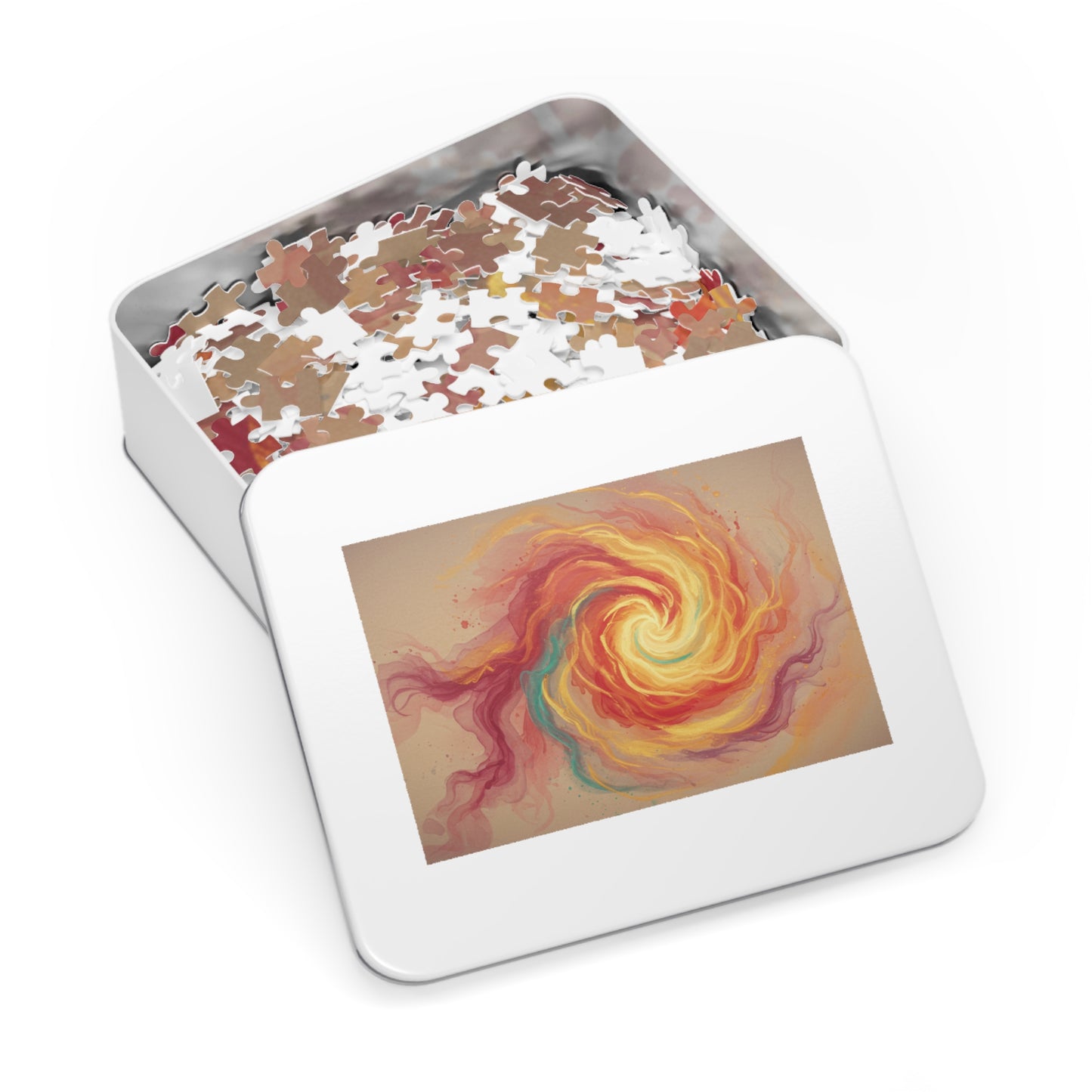 110, 252, 500, 1000, 2000 Colorful Spiral Jigsaw Puzzle, Radiant Fire Spiral, Abstract Energy Wall Art Puzzle, Whirl of Flame, Cosmic Flame Twist, Sunburst Swirl, Golden Energy Flow