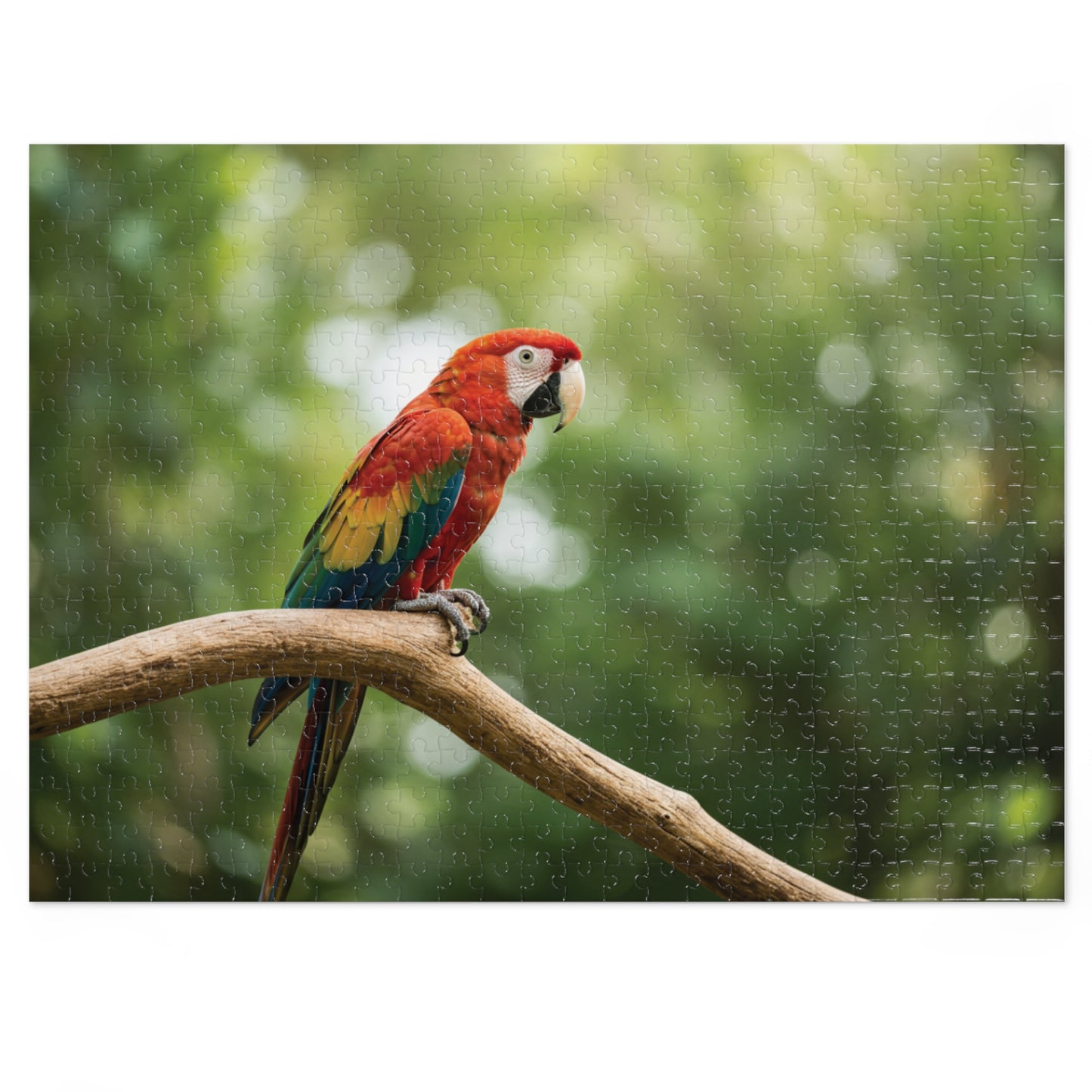 30, 110, 252, 500 pcs Vibrant Parrot on Tree Branch Jigsaw Puzzle, Exotic Bird Jigsaw, Tropical Parrot Puzzle, Rainforest Bird Jigsaw Puzzle, Wildlife Parrot Puzzle