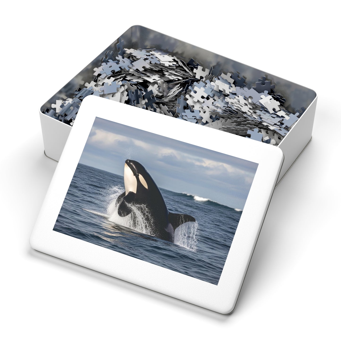 Orca Whale Jigsaw Puzzle — 500-Piece Ocean Puzzle with Tin Gift Box