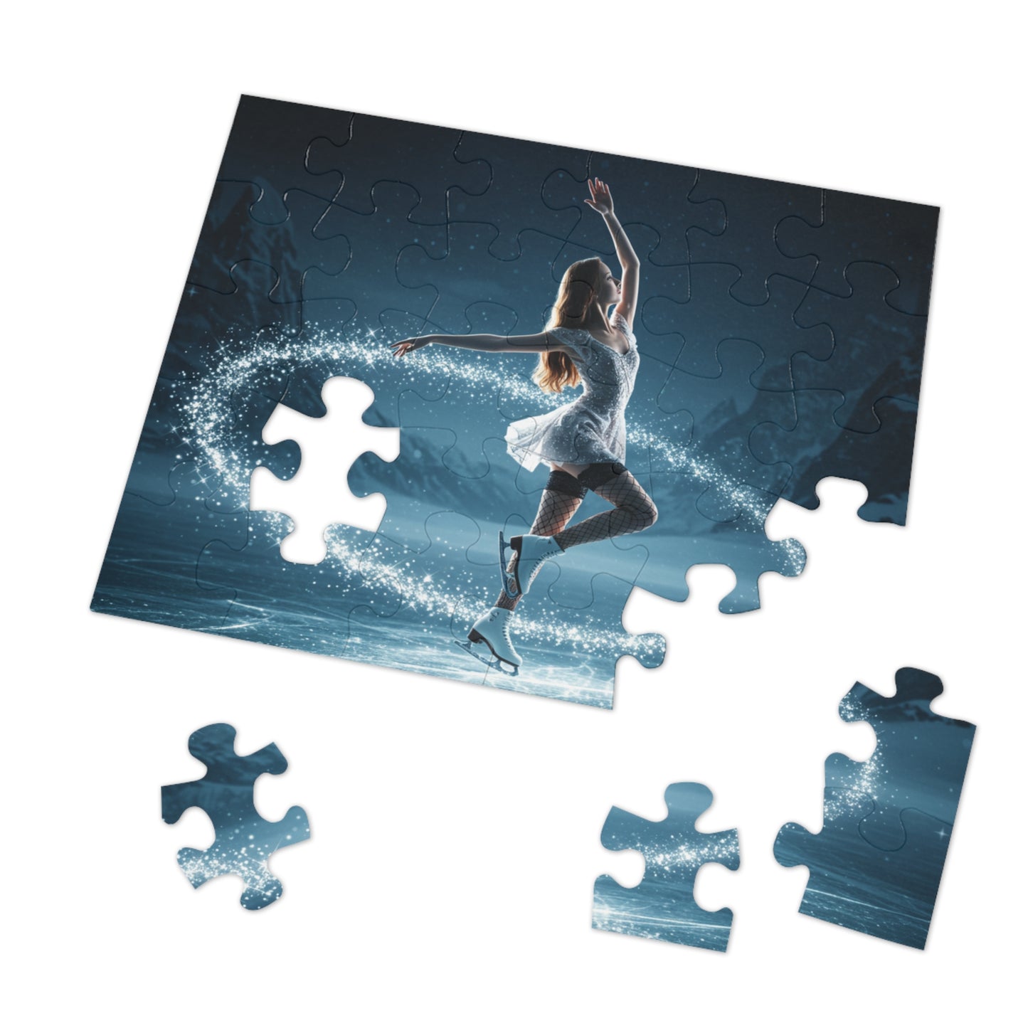 30, 110, 252, 500 Jigsaw Puzzle | Magical Ice Skater Puzzle | Winter Fantasy Jigsaw | Elegant Skater in Sparkling Motion | Enchanted Snow Scene | Multiple Sizes Available
