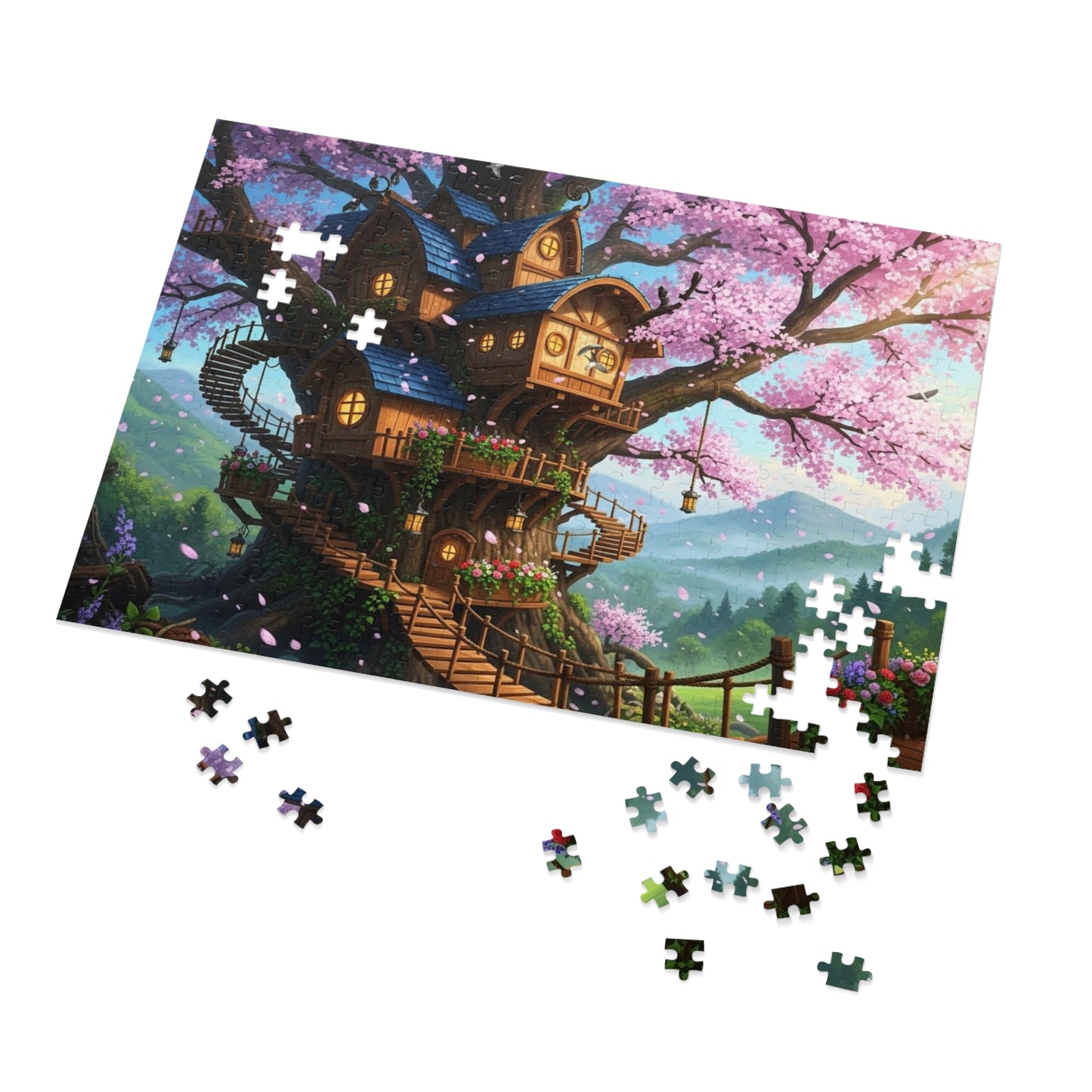 Enchanted Cherry Blossom Treehouse Jigsaw Puzzle