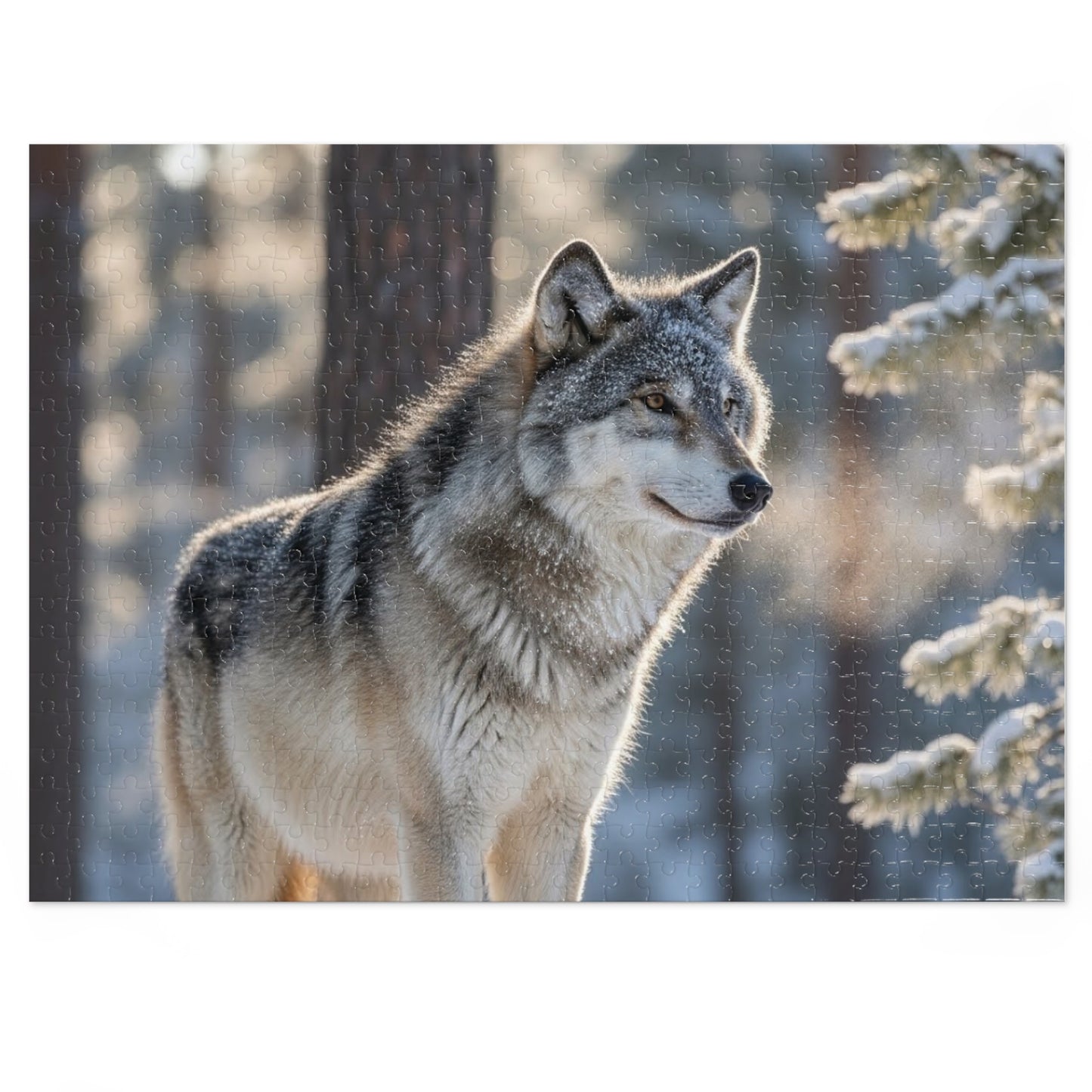 Gray Wolf Winter Jigsaw Puzzle Snowy Forest Wildlife Nature