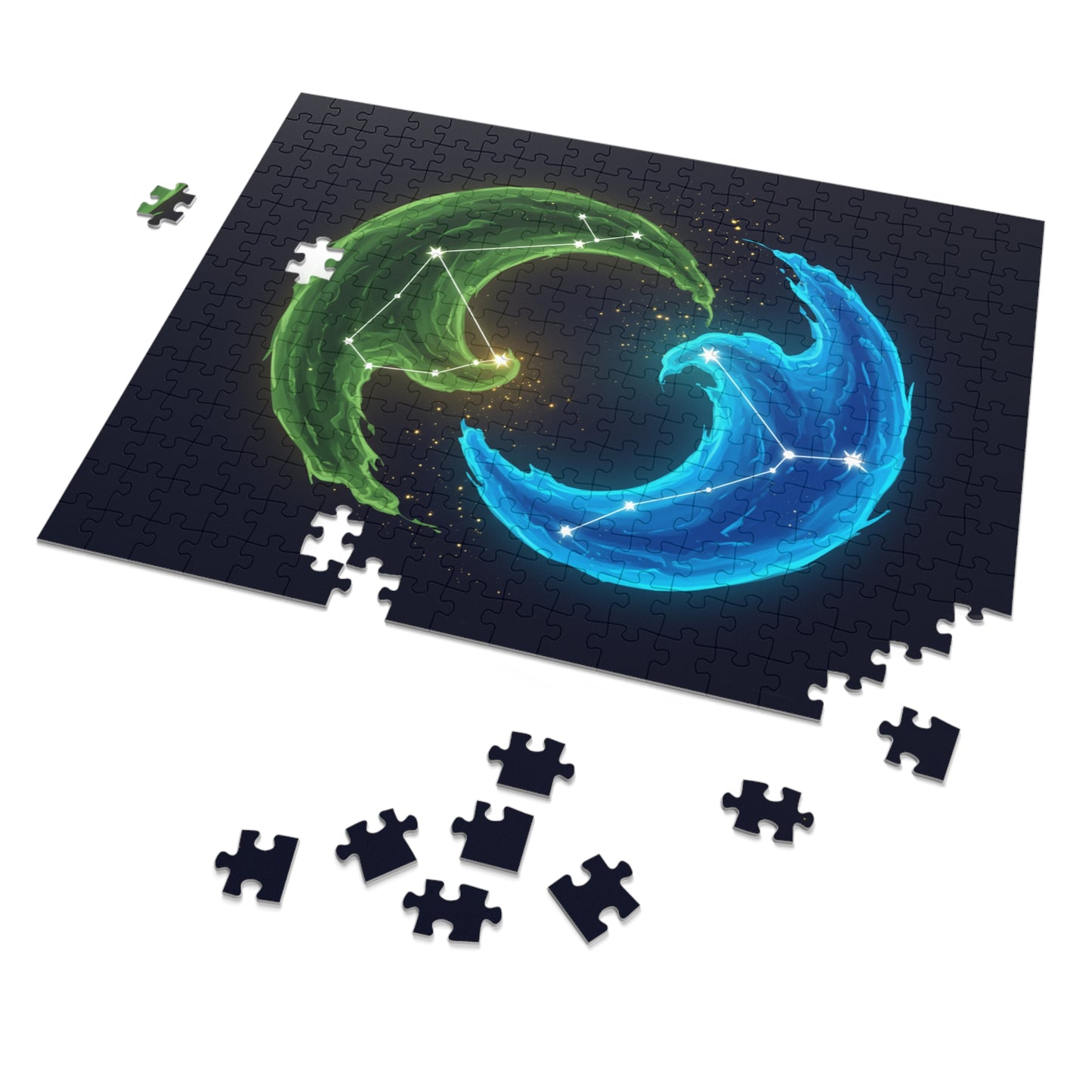 30, 110, 252, 500 pcs Cosmic Energy Flow Jigsaw Puzzle, Celestial Constellation Puzzle, Yin Yang Elements Puzzle, Constellations within Energy Waves