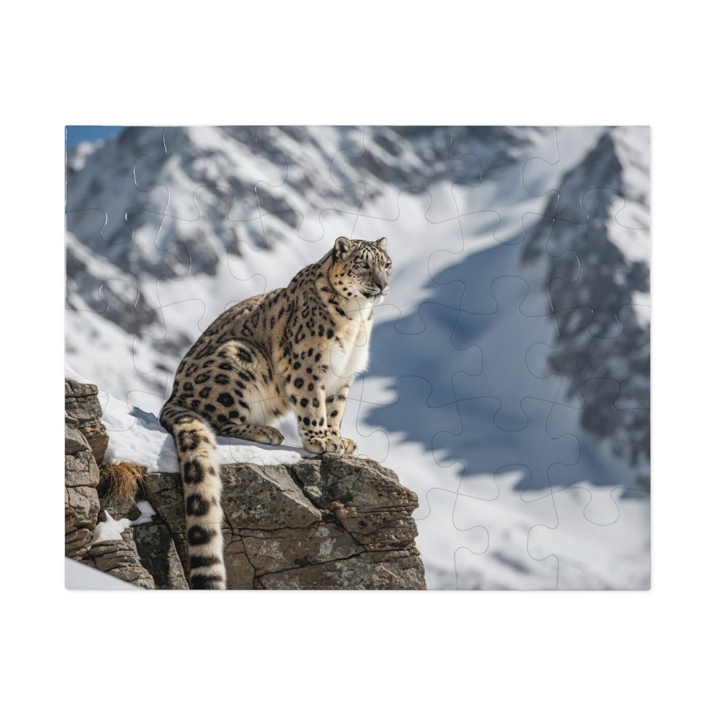 Snow Leopard Mountain Jigsaw Puzzle Majestic Alpine Wildlife Nature Art