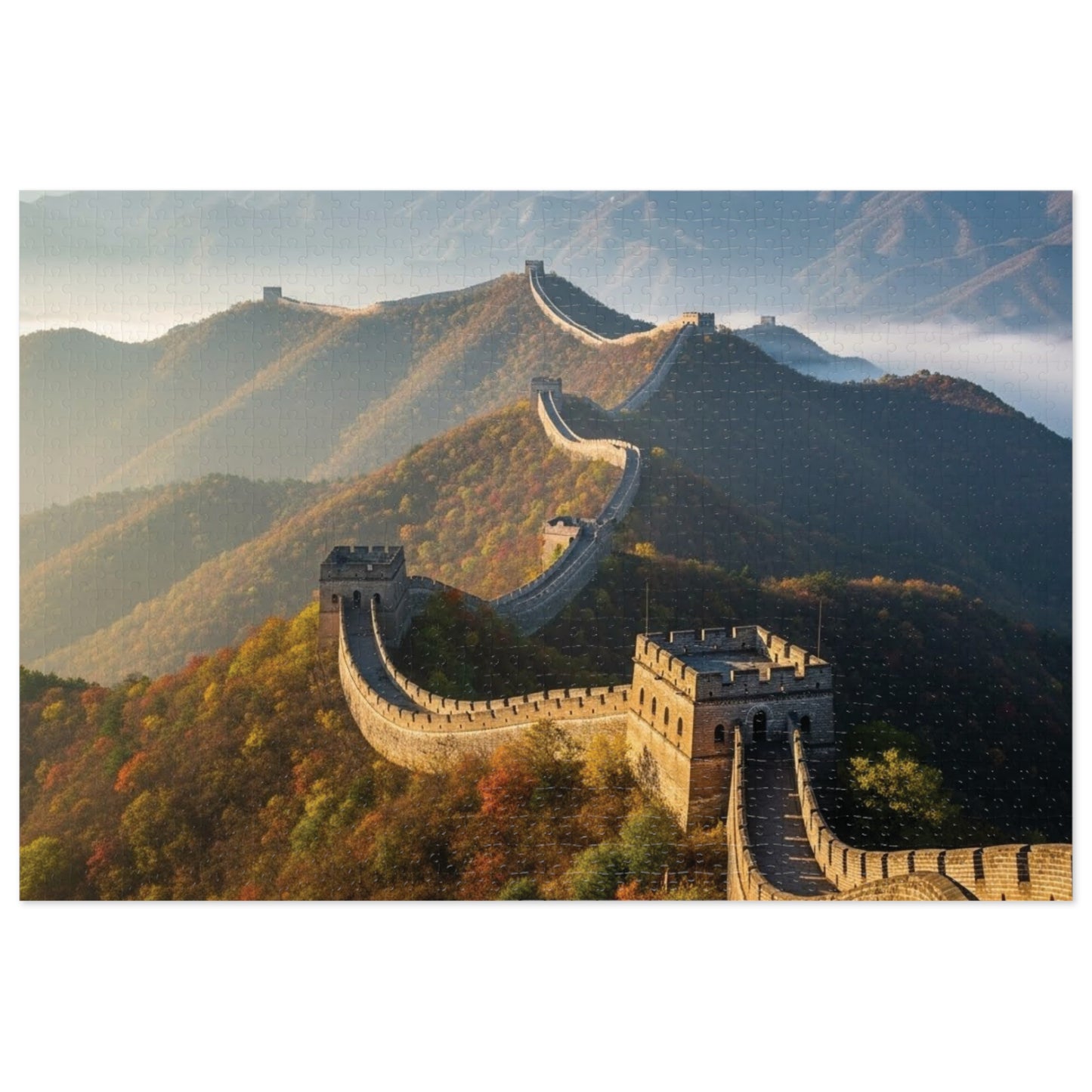 Great Wall of China Autumn Jigsaw Puzzle 🏯 Winding Stone Fortress, Mountain Ridges & Historic Wonder