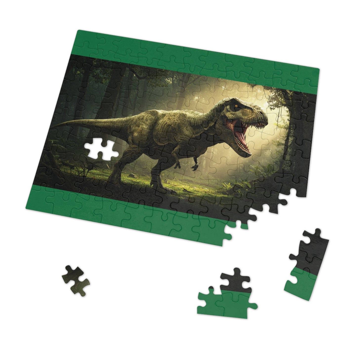 30, 110, 252, 500 T-Rex in Primeval Forest, Jurassic Giant Puzzle, Realistic T-Rex Dinosaur Puzzle, Jungle King T-Rex Puzzle, Savage T-Rex Puzzle, Dinosaur Era Puzzle, Tyrant Lizard King Puzzle, Epic Jungle Puzzle, Dino World Puzzle