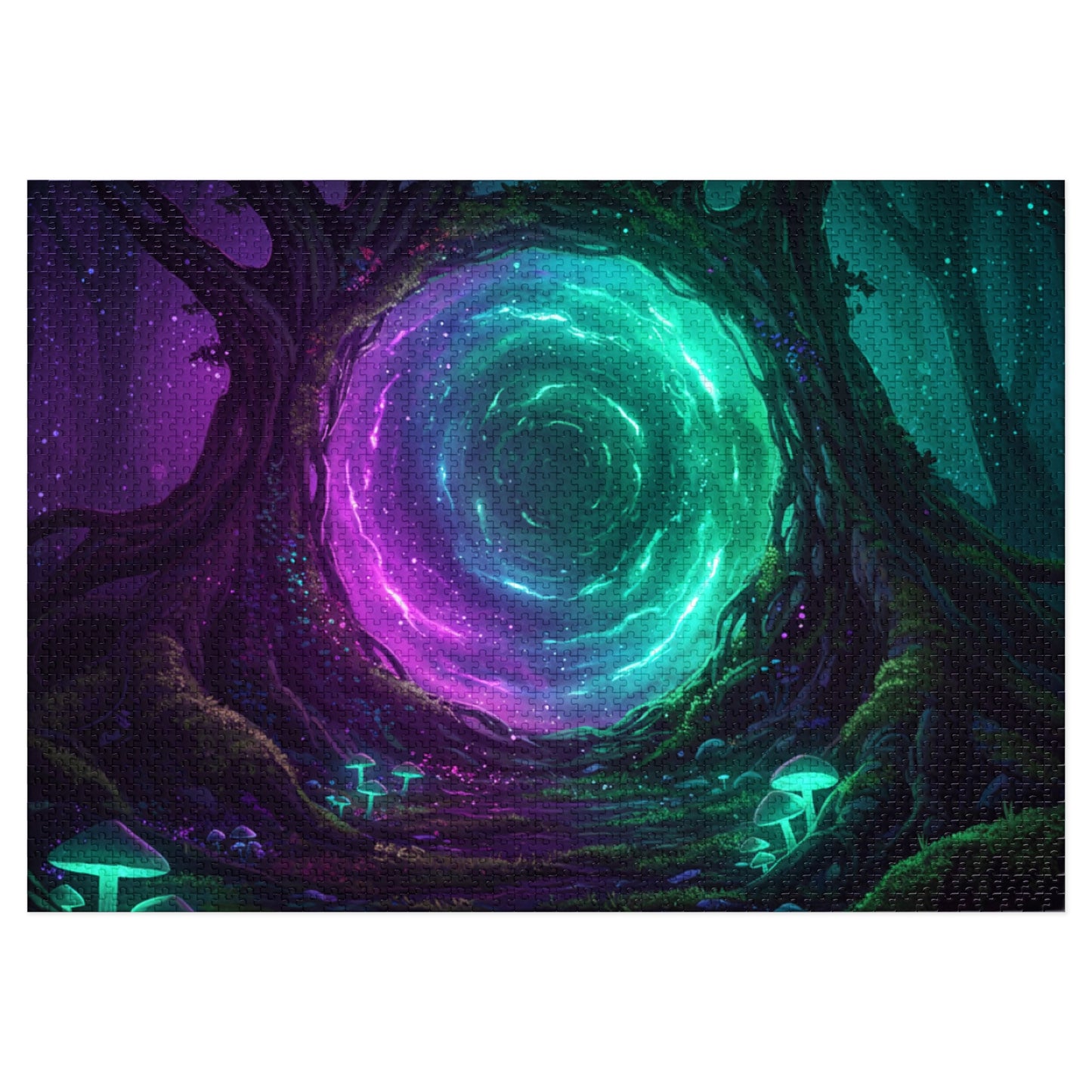 110, 252, 500, 1000, 2000 Mystical Portal Forest Jigsaw Puzzle – Glowing Tree Fantasy Jigsaw | Magical Night Forest Scene, Multiple Sizes |  Dreamlike Fantasy Artwork