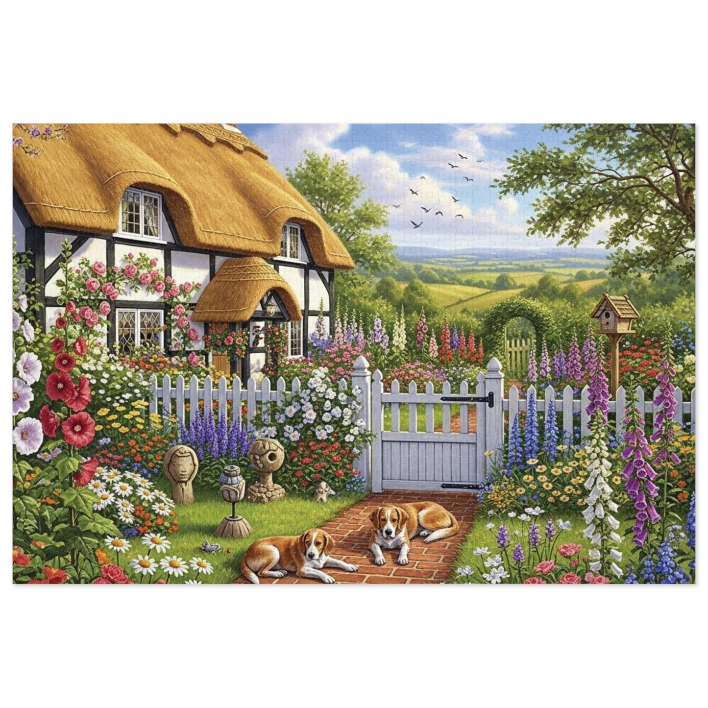 Cozy Cottage Garden Scene Jigsaw Puzzle English Country Home