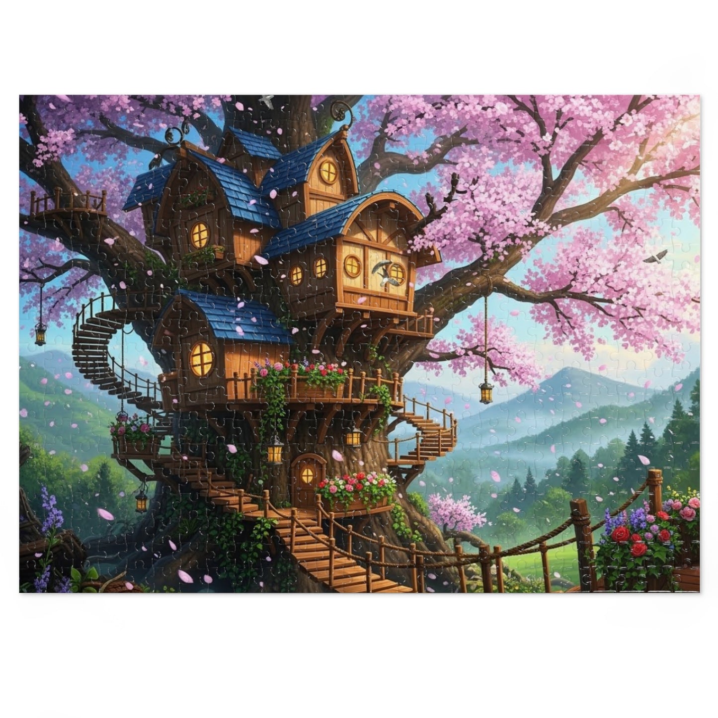 Enchanted Cherry Blossom Treehouse Jigsaw Puzzle