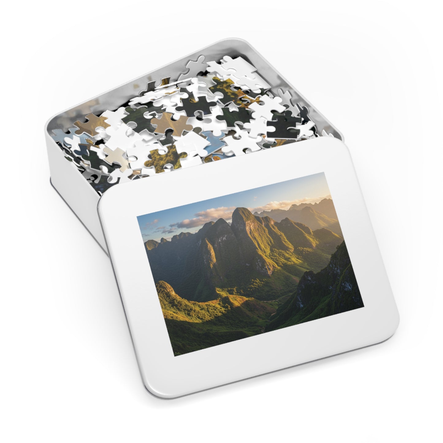 110, 252, 500, 1000, 2000 Jigsaw Puzzle, Sunlit Mountain Valley Jigsaw Puzzle – Lush Green Peaks & Scenic Trail View | Nature Puzzle Gift | Relaxing Landscape Puzzle for Adults & Teens