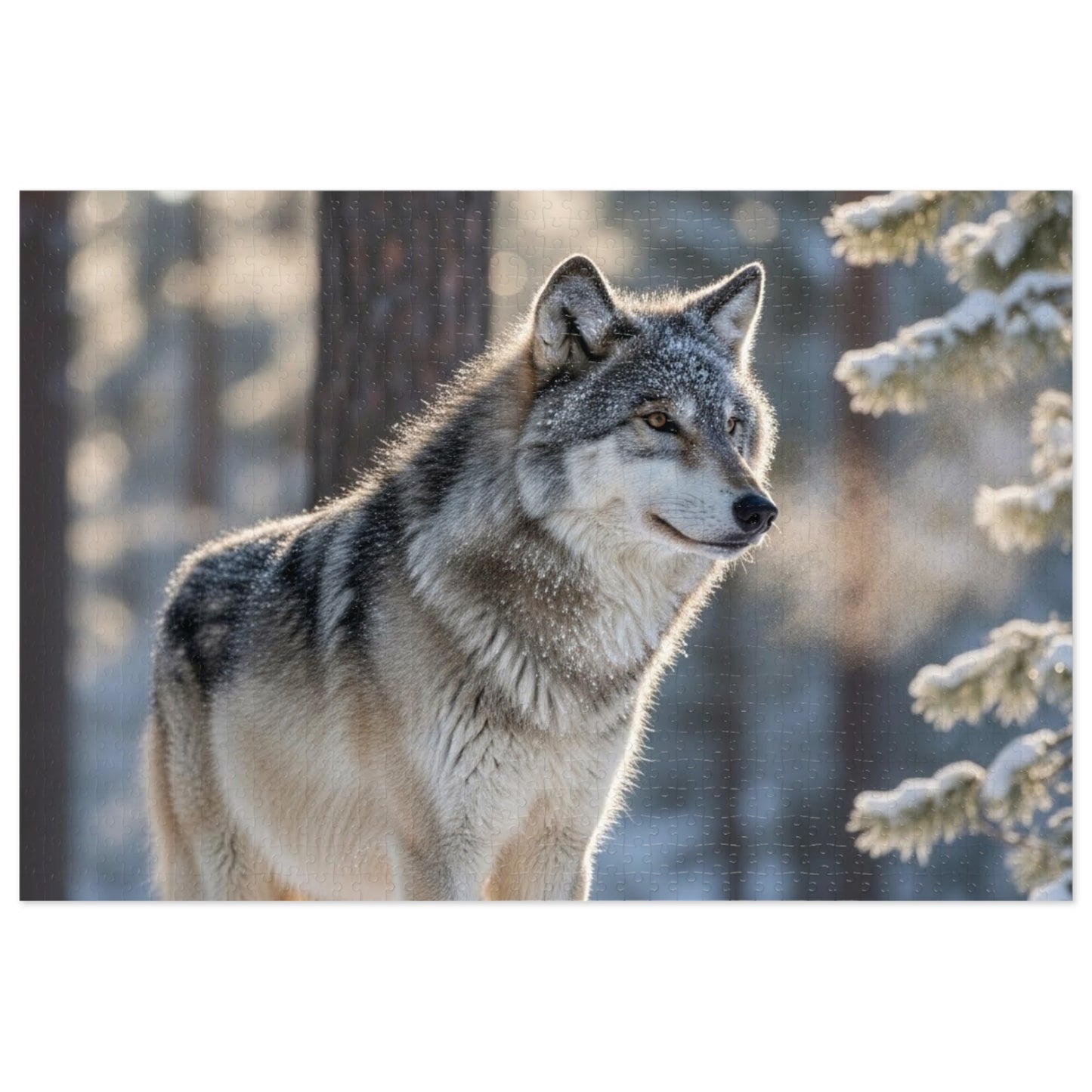 Gray Wolf Winter Jigsaw Puzzle Snowy Forest Wildlife Nature