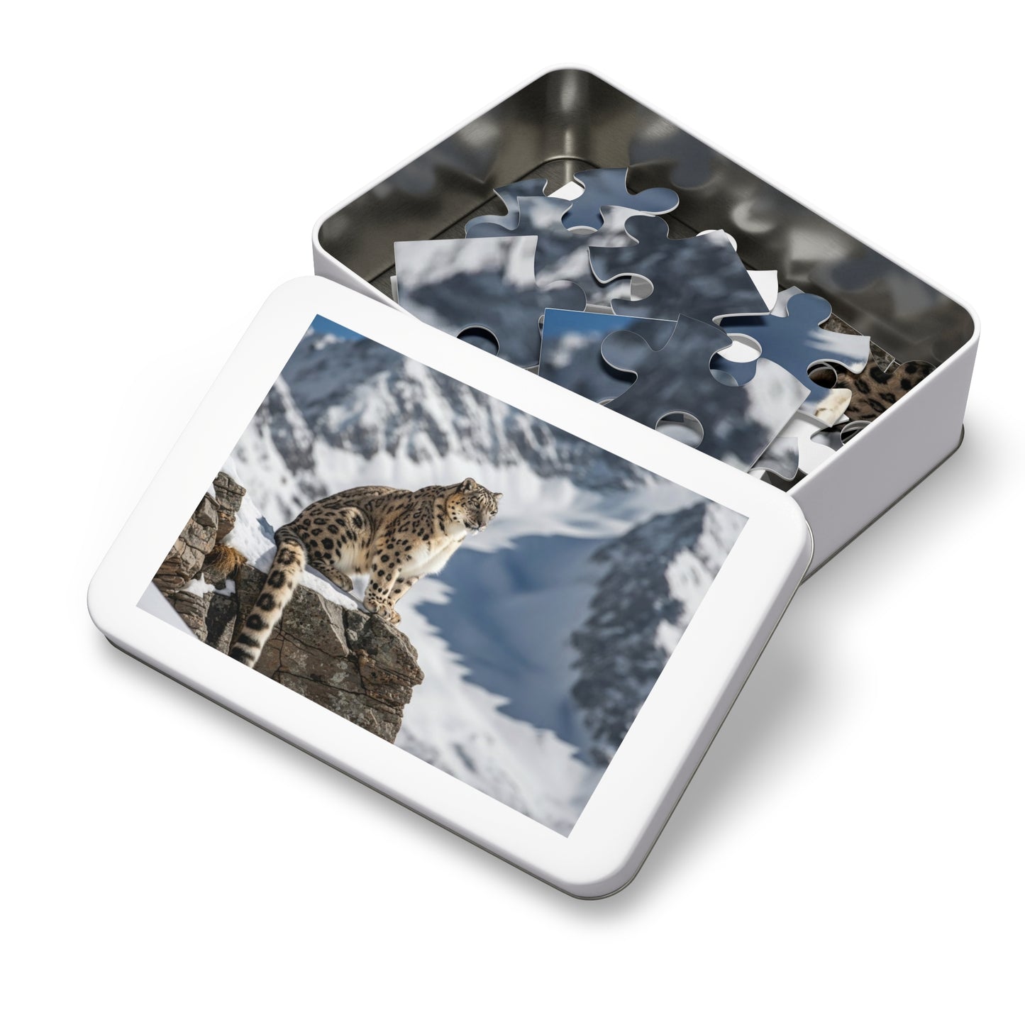 Snow Leopard Mountain Jigsaw Puzzle Majestic Alpine Wildlife Nature Art